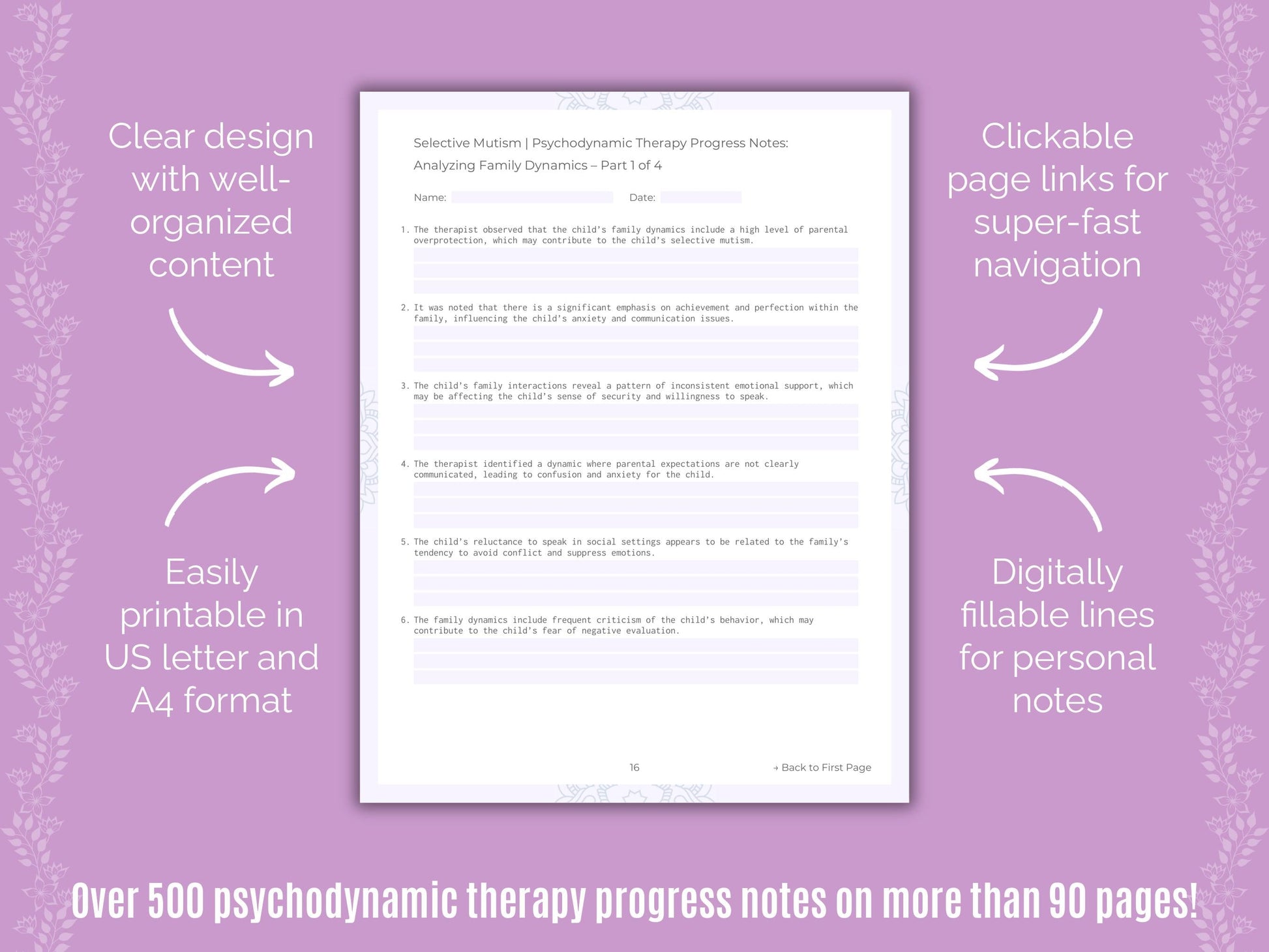 Selective Mutism Psychodynamic Therapy Counseling Templates