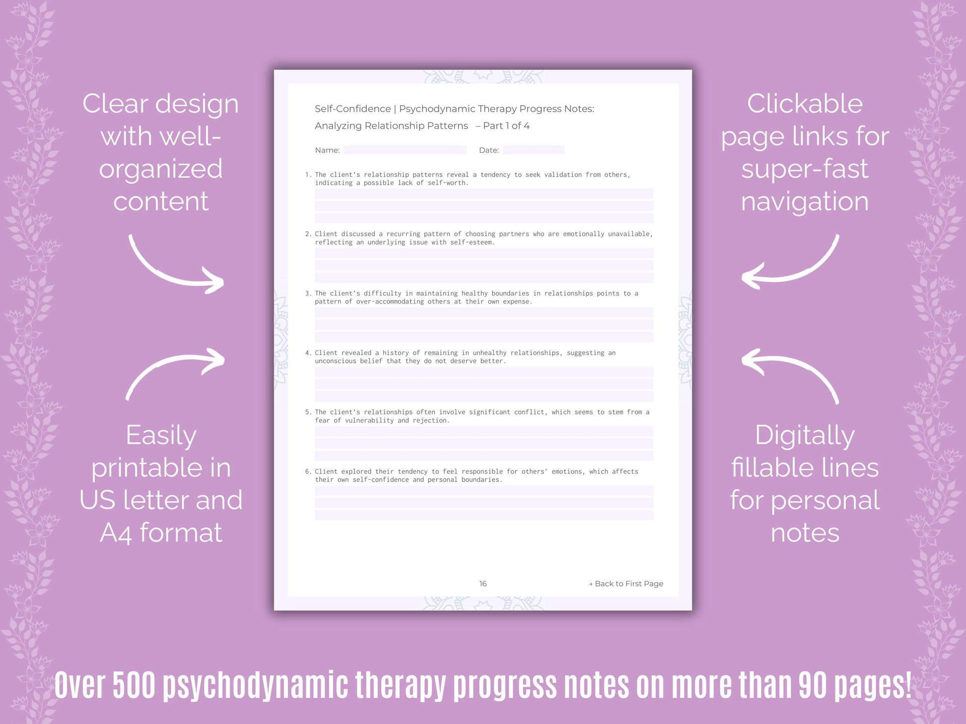 Self-Confidence Psychodynamic Therapy Counseling Templates