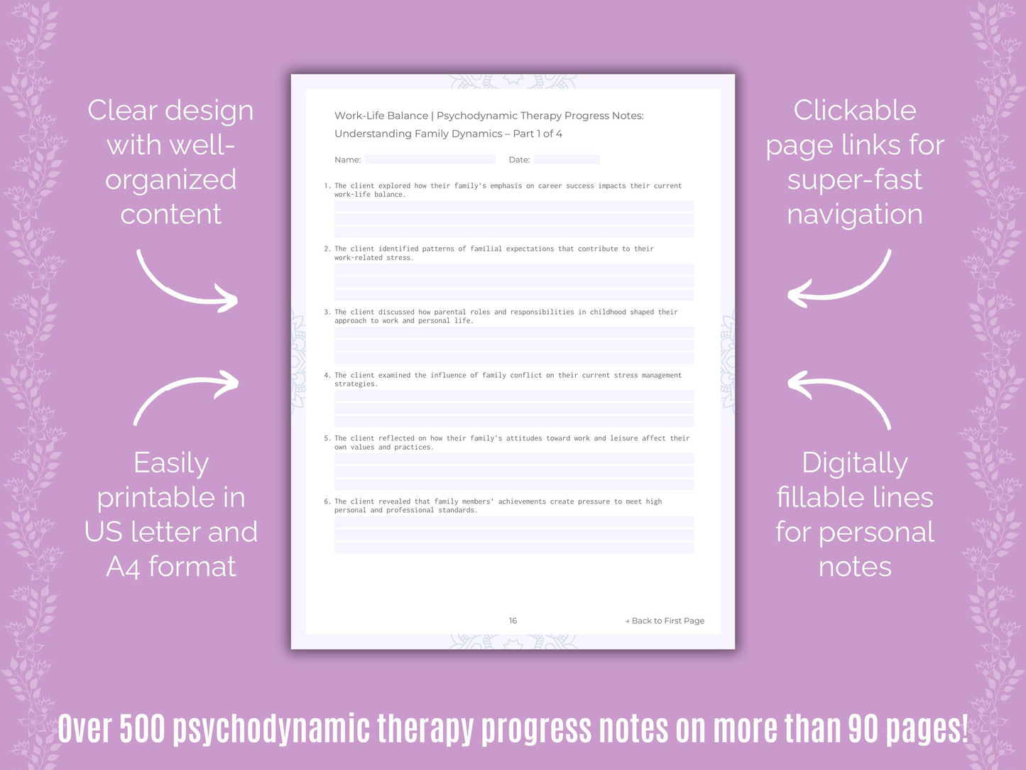 Work-Life Balance Psychodynamic Therapy Counseling Templates