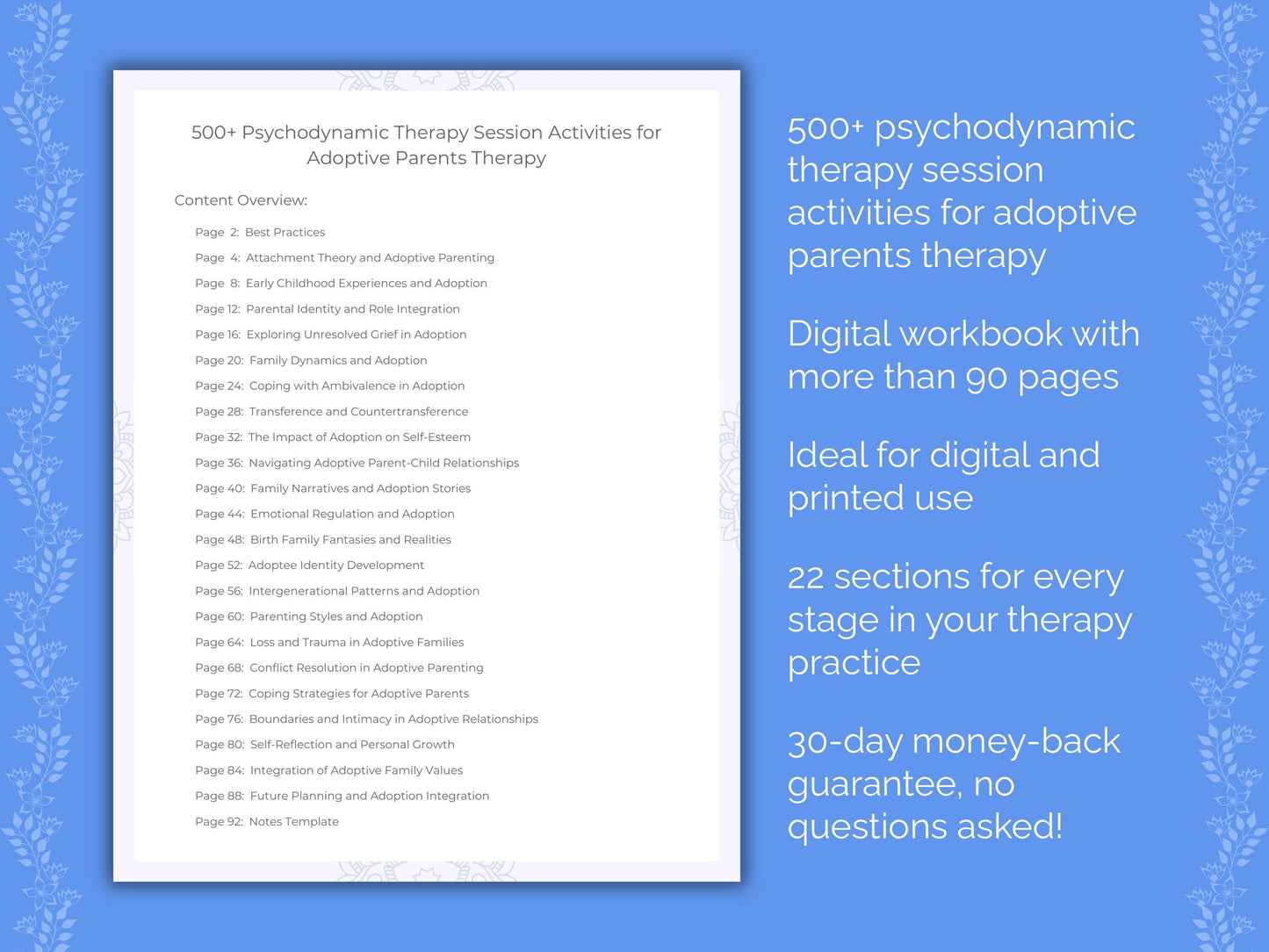 Adoptive Parents Psychodynamic Therapy Therapist Worksheets