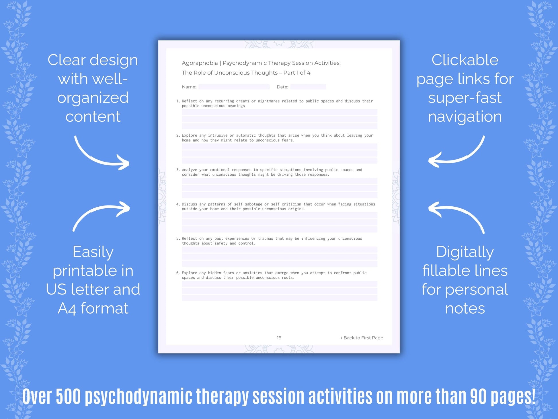 Agoraphobia Psychodynamic Therapy Counseling Templates