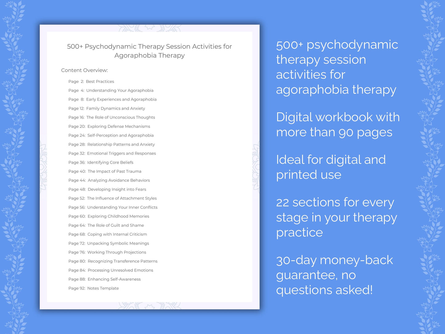 Agoraphobia Psychodynamic Therapy Therapist Worksheets