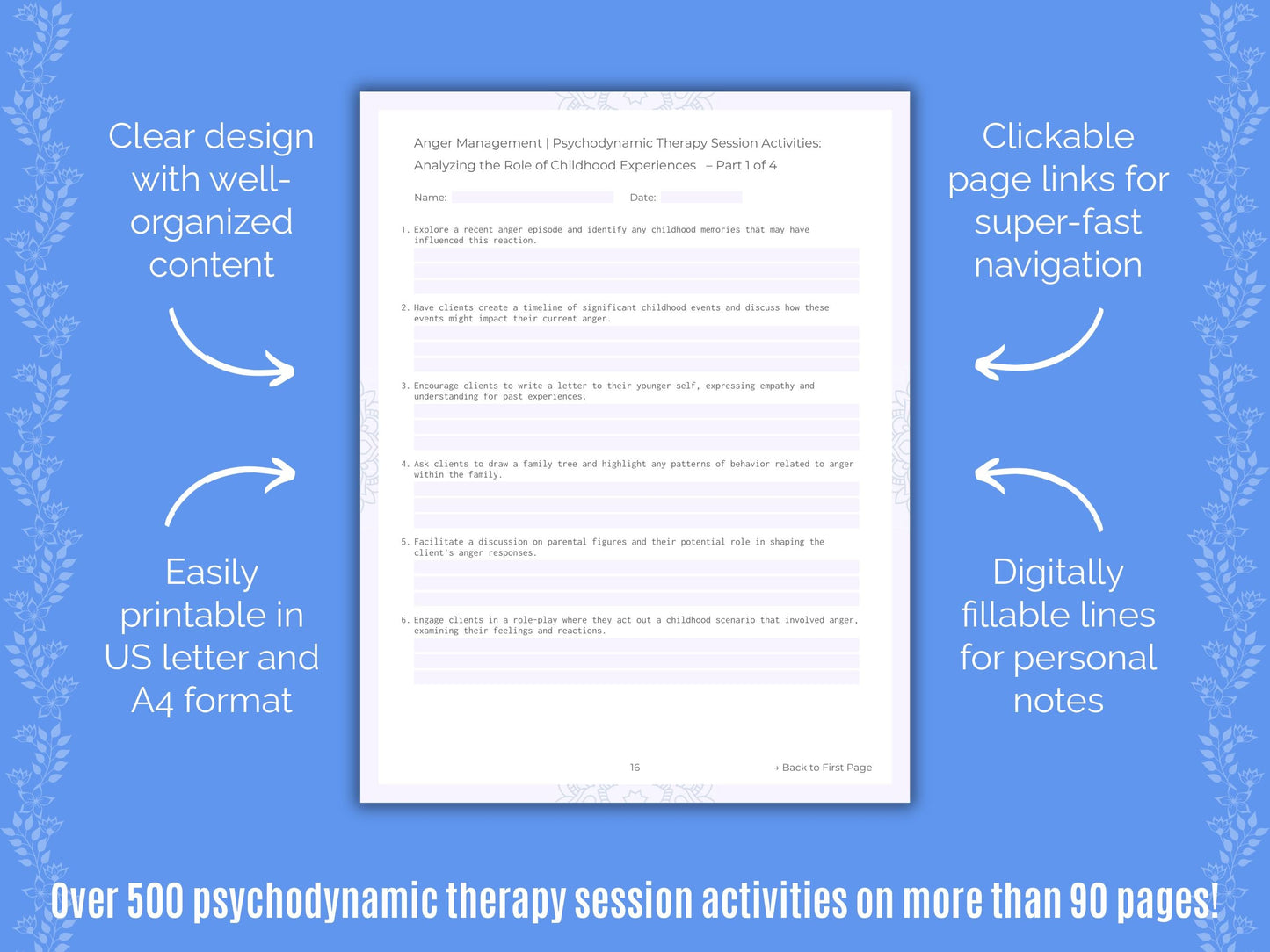 Anger Management Psychodynamic Therapy Counseling Templates