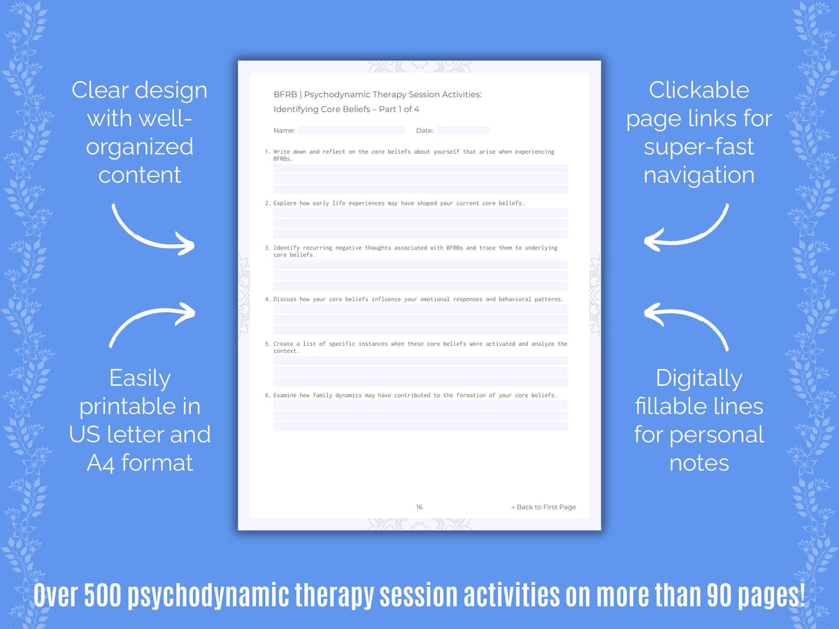 Body-Focused Repetitive Behavior (BFRB) Psychodynamic Therapy Counseling Templates