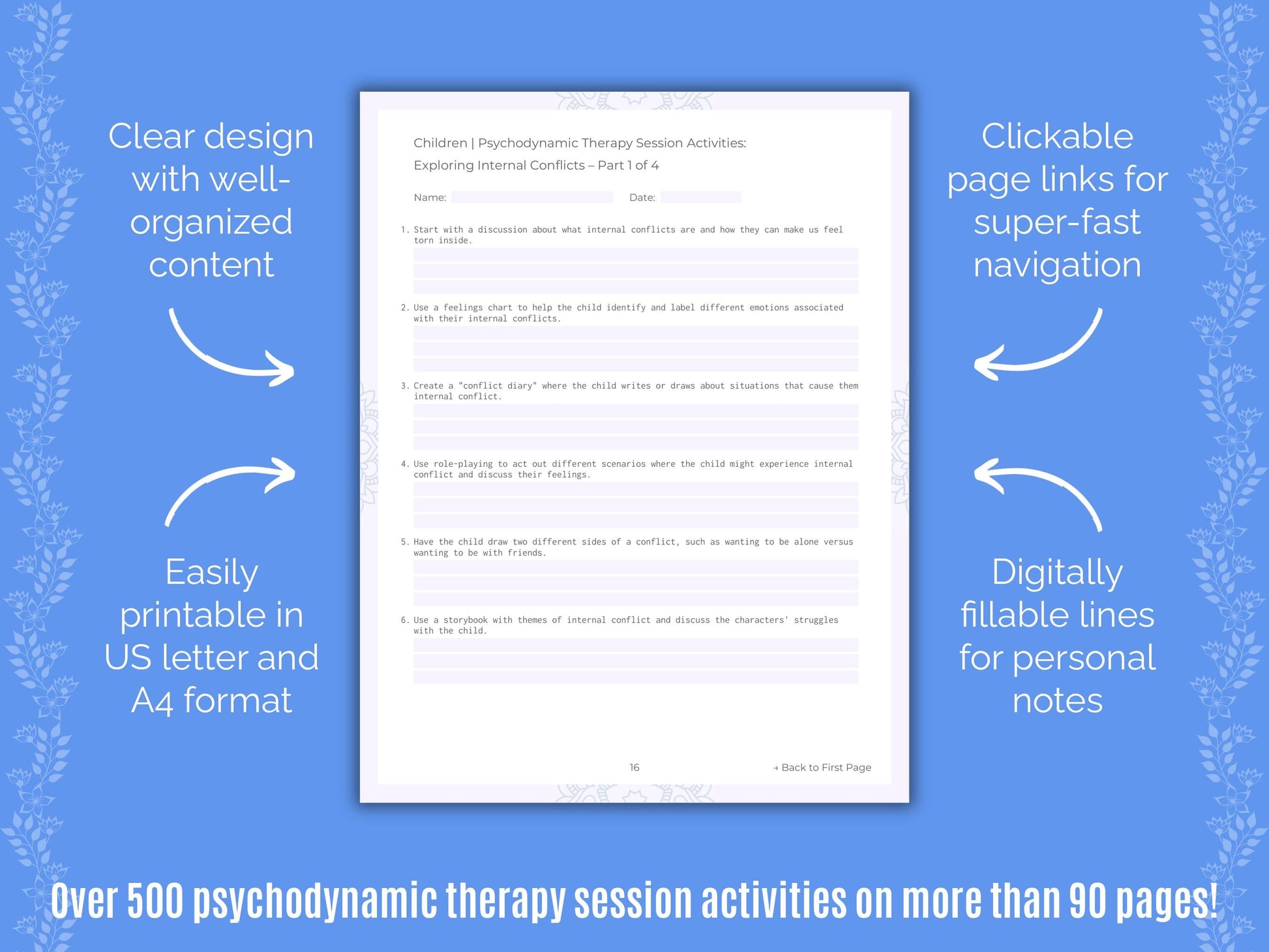 Children Psychodynamic Therapy Counseling Templates