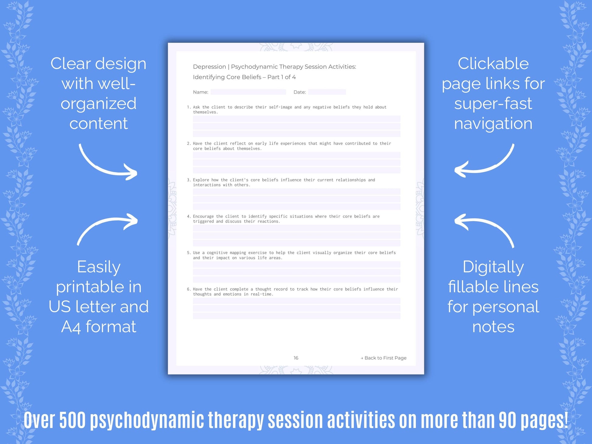 Depression Psychodynamic Therapy Counseling Templates