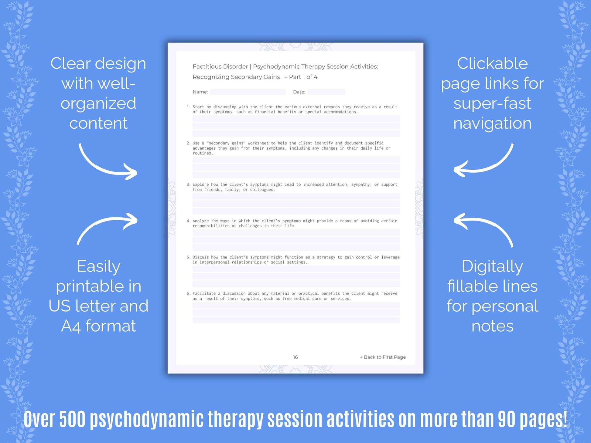 Factitious Disorder Psychodynamic Therapy Counseling Templates