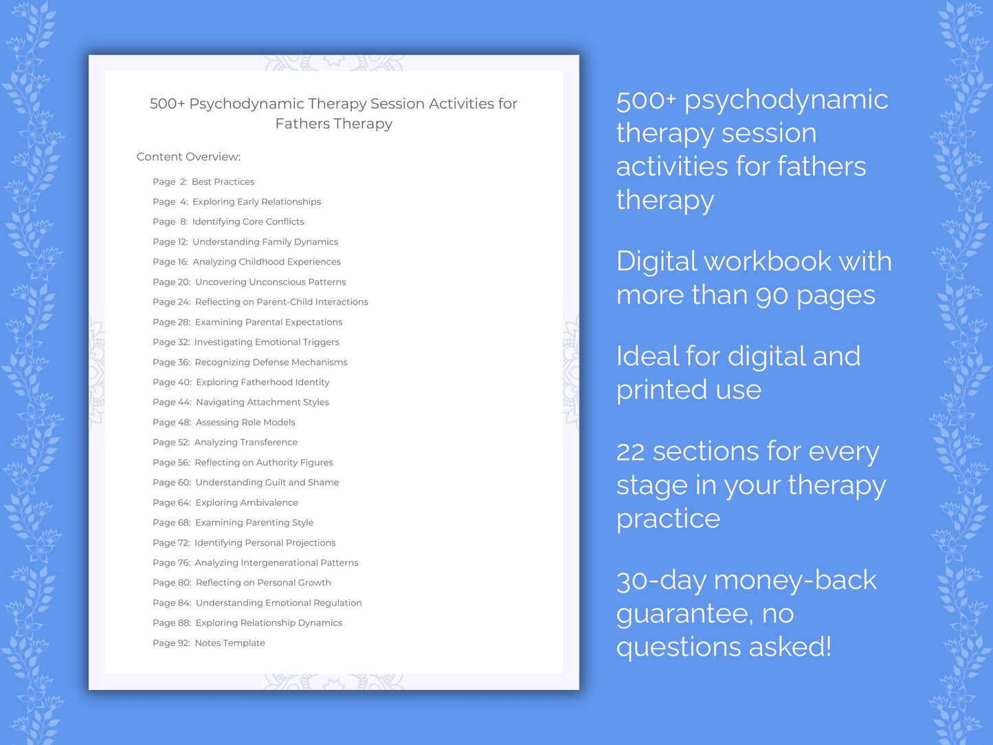 Fathers Psychodynamic Therapy Therapist Worksheets