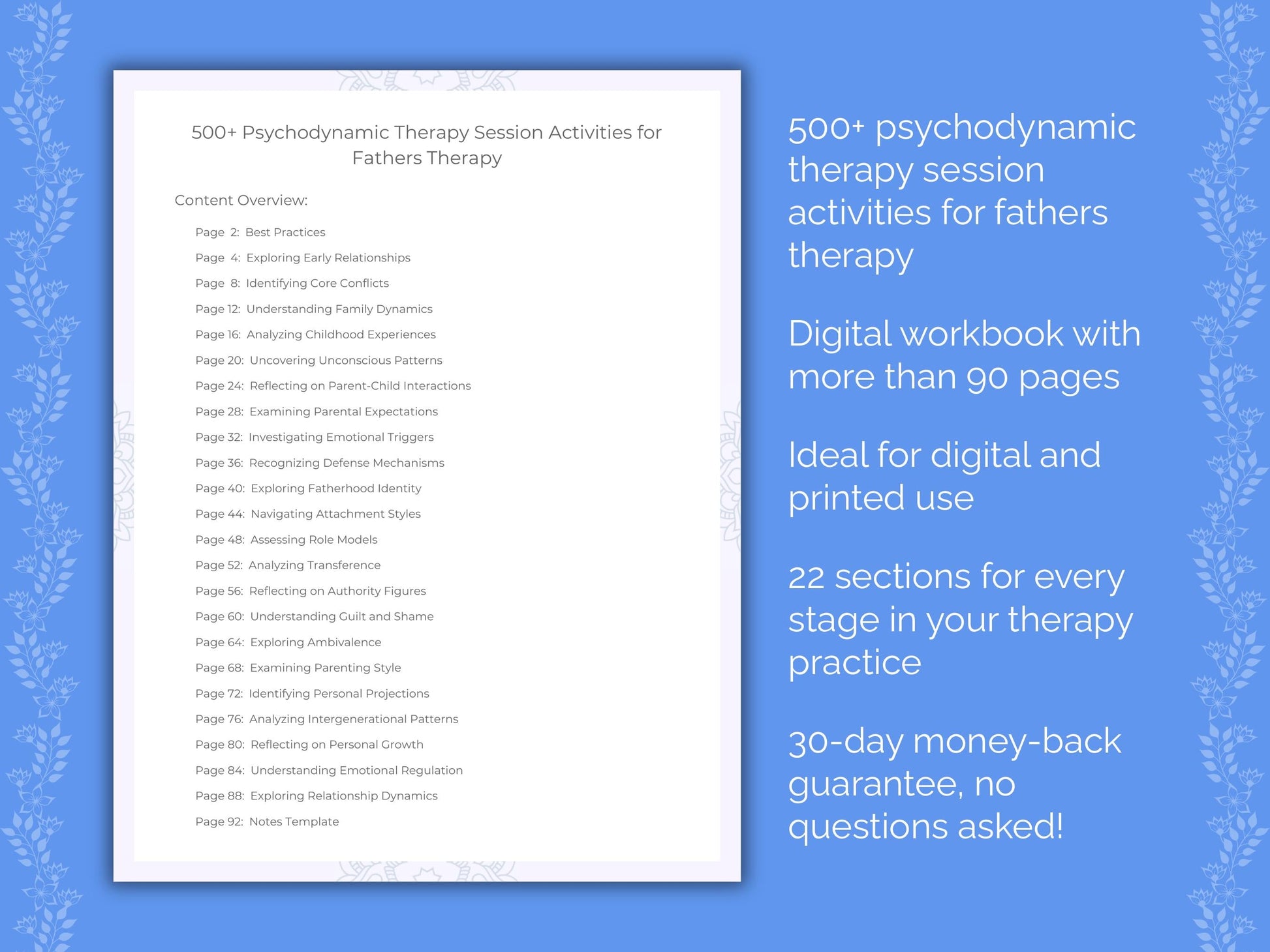 Fathers Psychodynamic Therapy Therapist Worksheets
