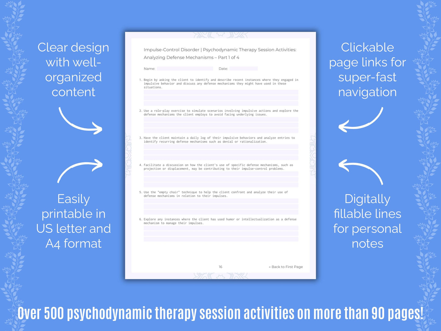 Impulse-Control Disorder (ICD) Psychodynamic Therapy Counseling Templates