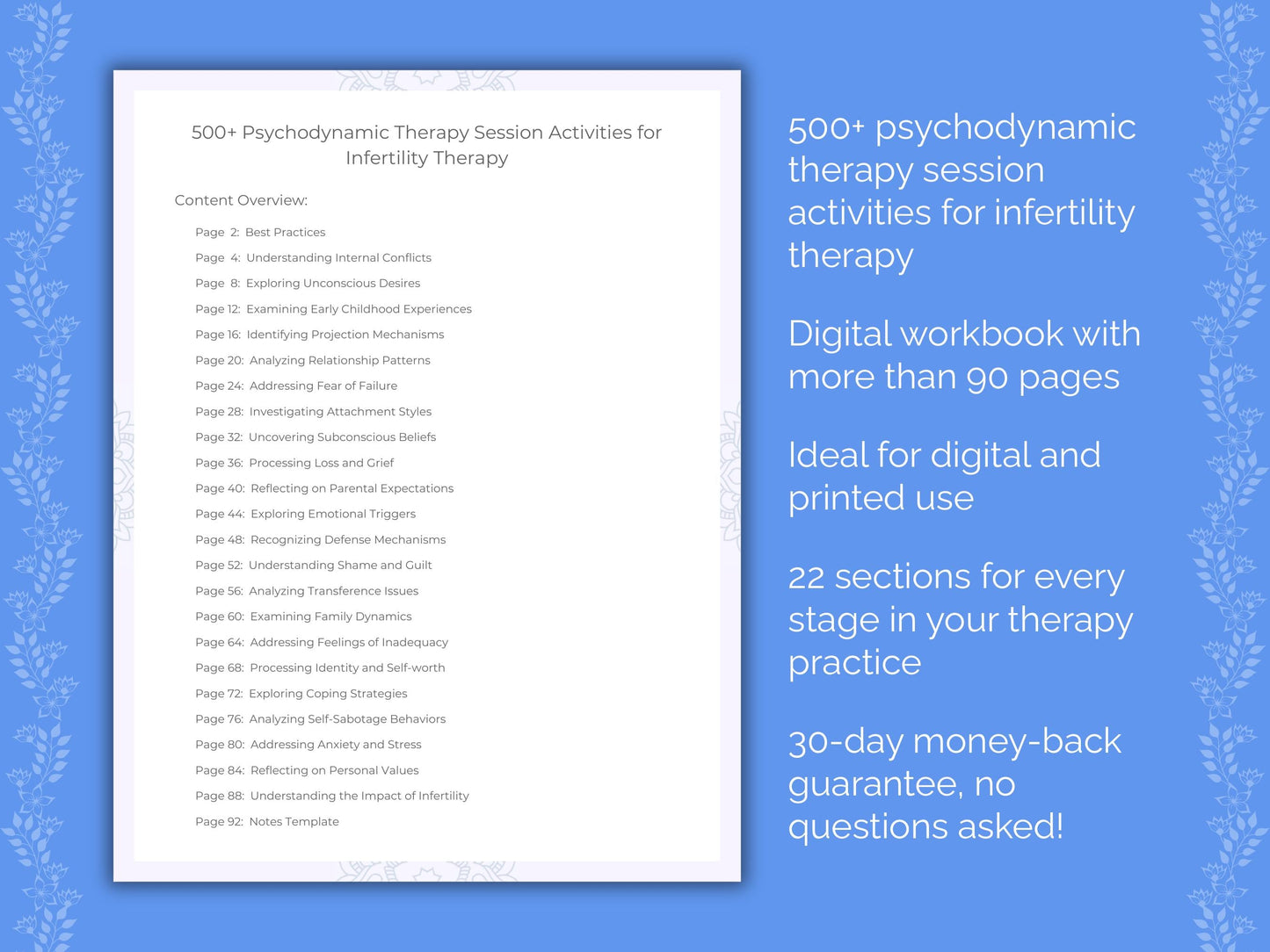 Infertility Psychodynamic Therapy Therapist Worksheets