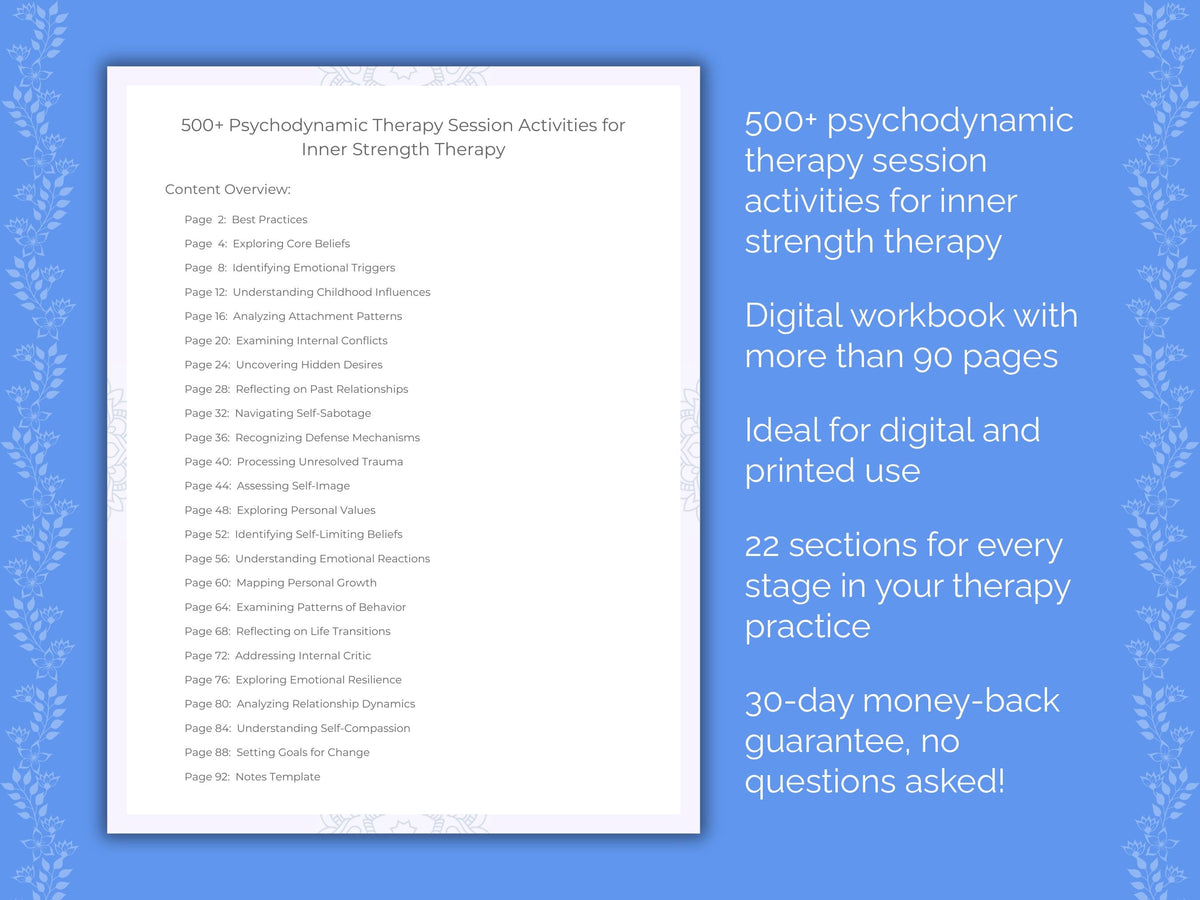 Inner Strength Psychodynamic Therapy Therapist Worksheets