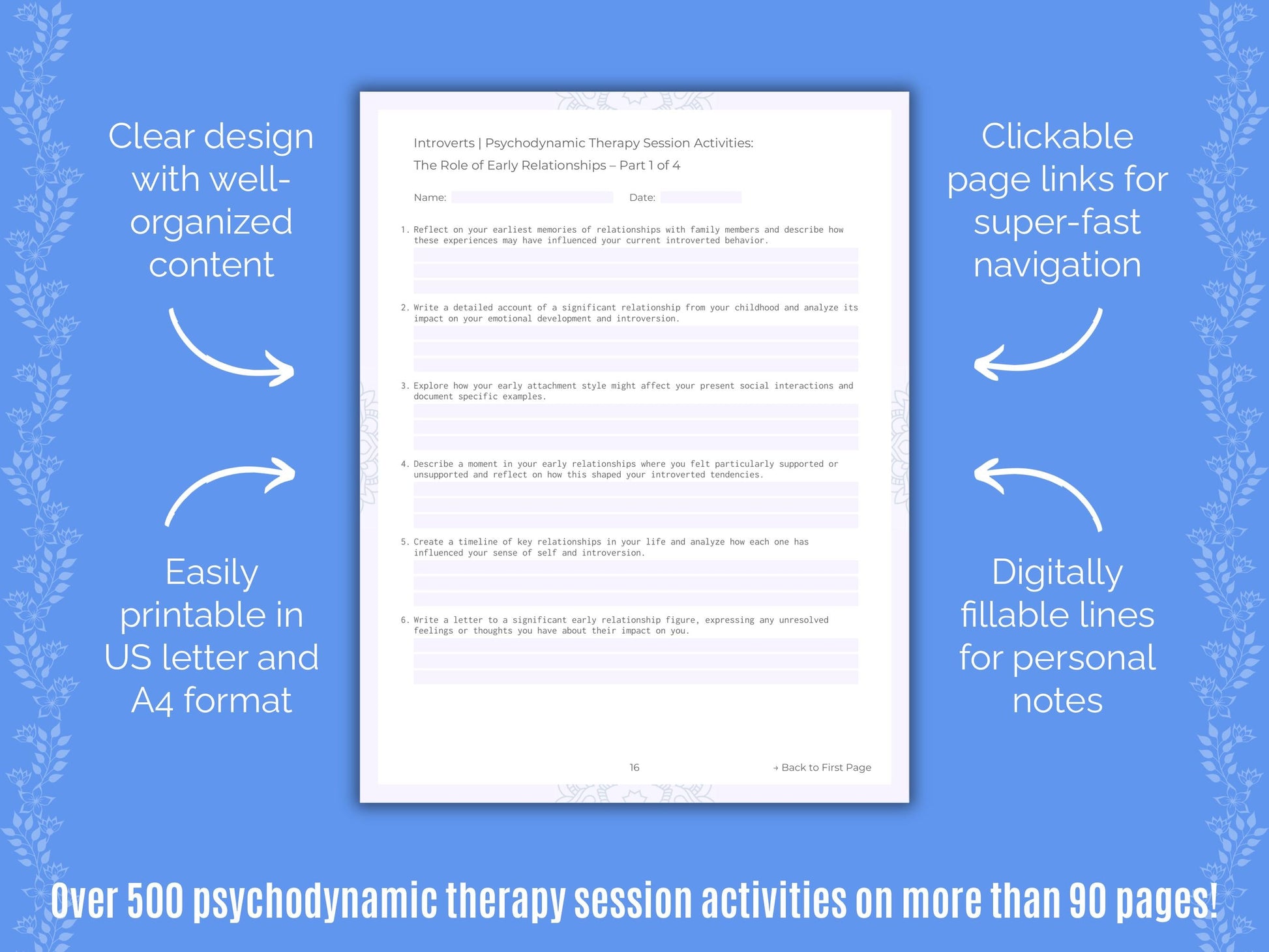 Introversion Psychodynamic Therapy Counseling Templates