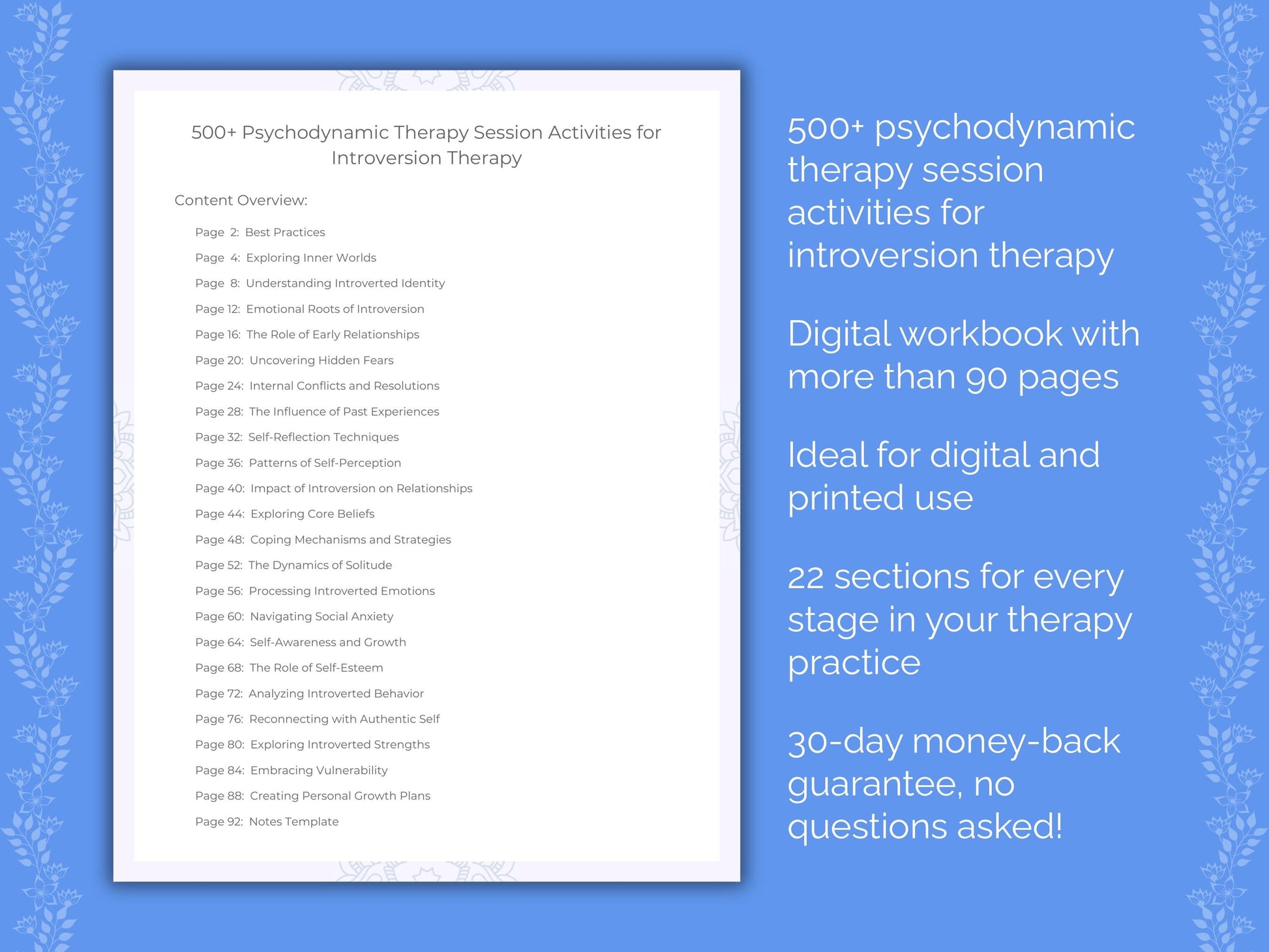 Introversion Psychodynamic Therapy Therapist Worksheets