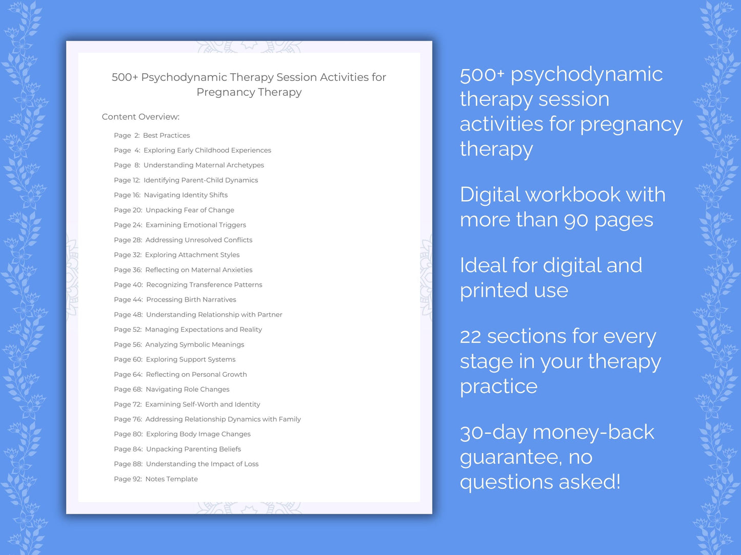Pregnancy Psychodynamic Therapy Therapist Worksheets