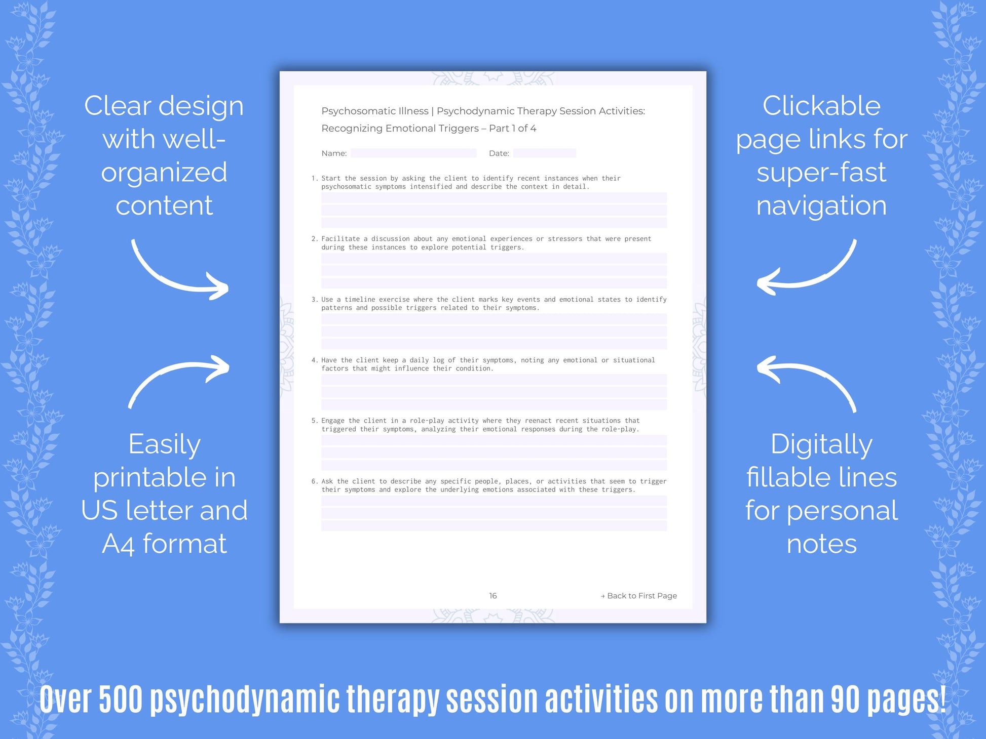 Psychosomatic Illness Psychodynamic Therapy Counseling Templates