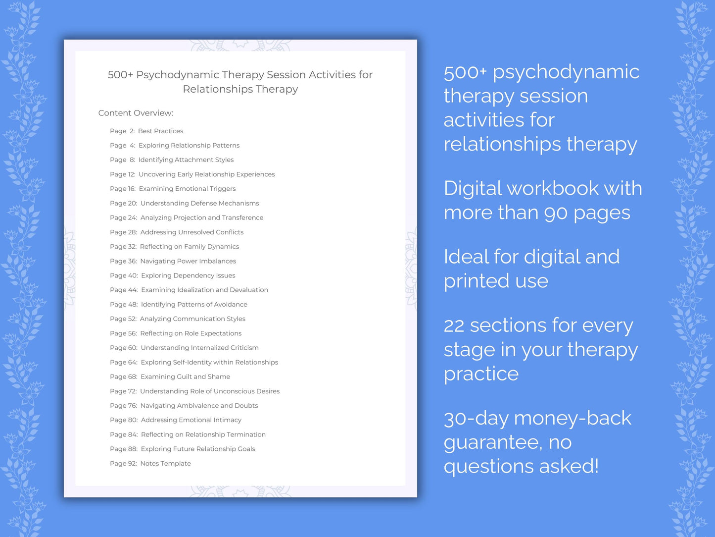 Relationships Psychodynamic Therapy Therapist Worksheets