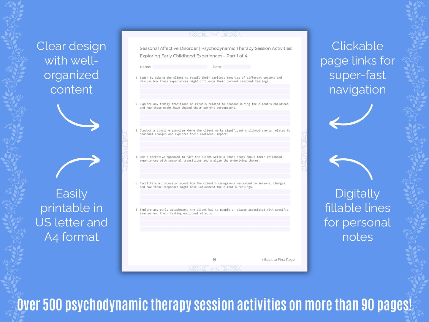Seasonal Affective Disorder Psychodynamic Therapy Counseling Templates