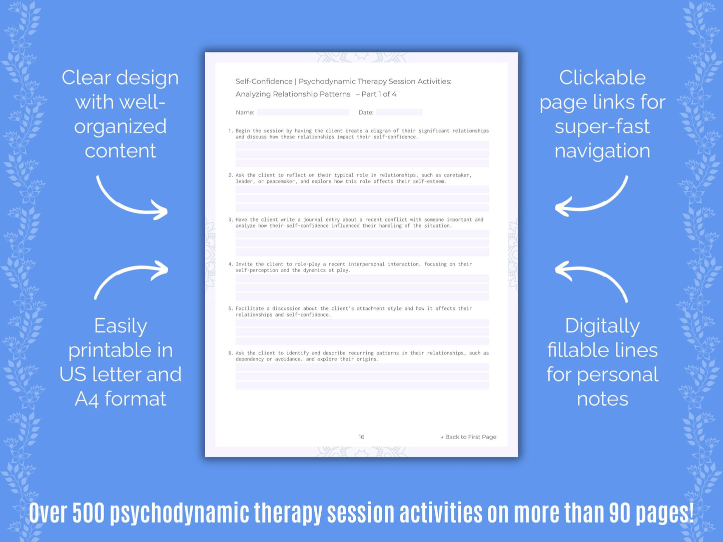 Self-Confidence Psychodynamic Therapy Counseling Templates