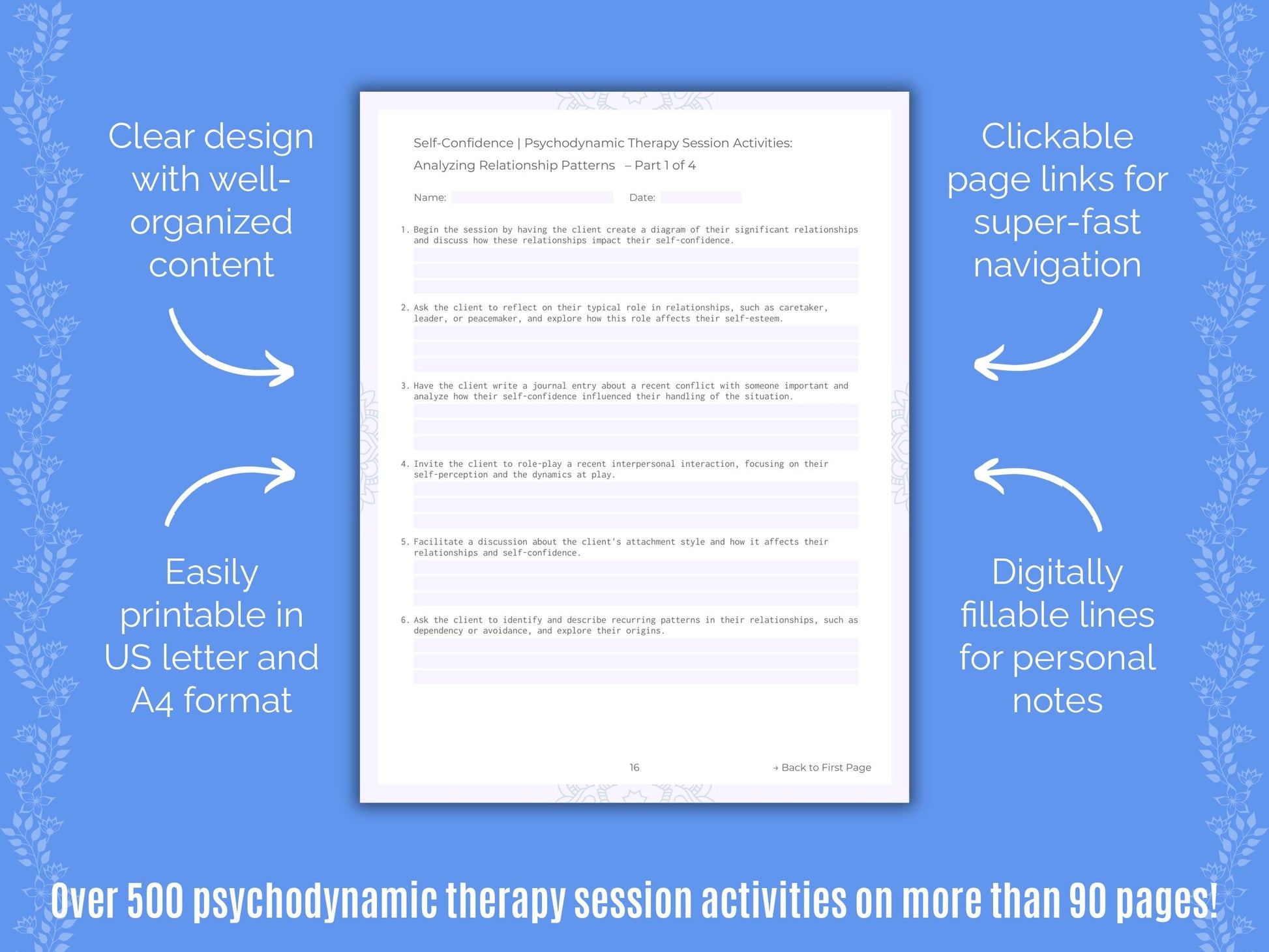 Self-Confidence Psychodynamic Therapy Counseling Templates