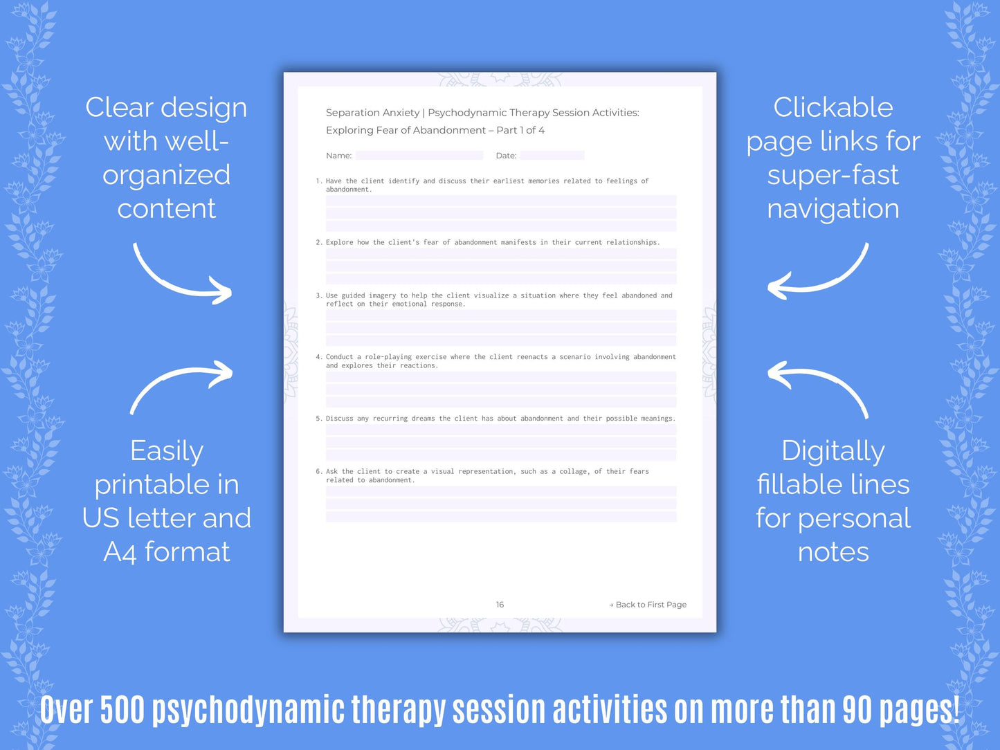 Separation Anxiety Psychodynamic Therapy Counseling Templates