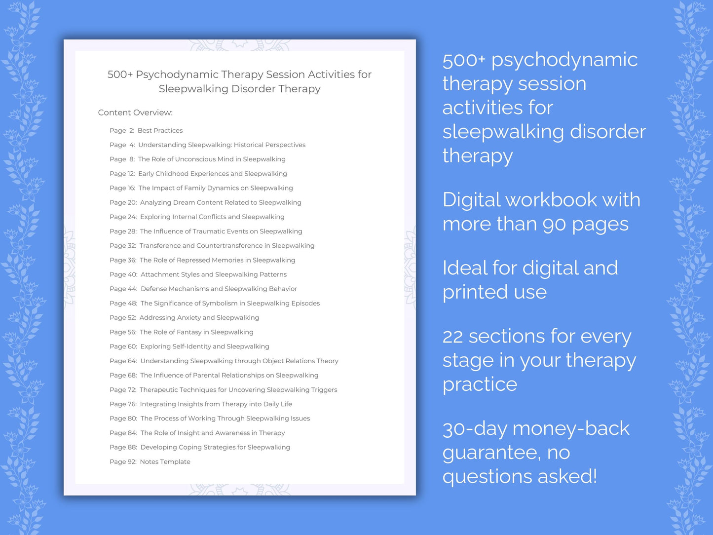 Sleepwalking Disorder Psychodynamic Therapy Therapist Worksheets