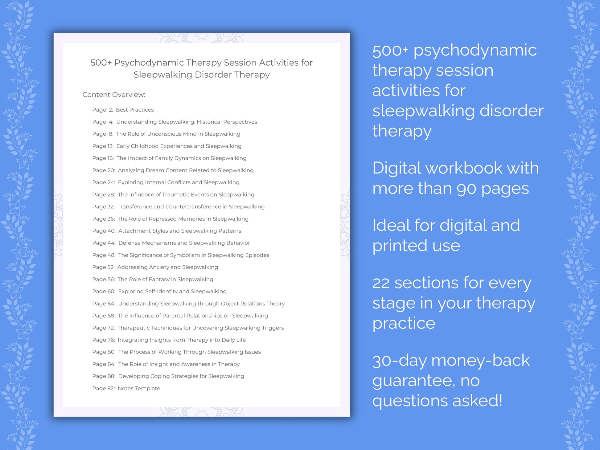 Sleepwalking Disorder Psychodynamic Therapy Therapist Worksheets