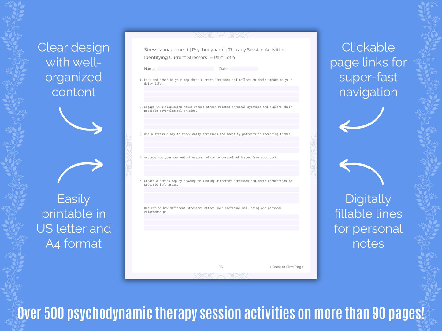 Stress Management Psychodynamic Therapy Counseling Templates