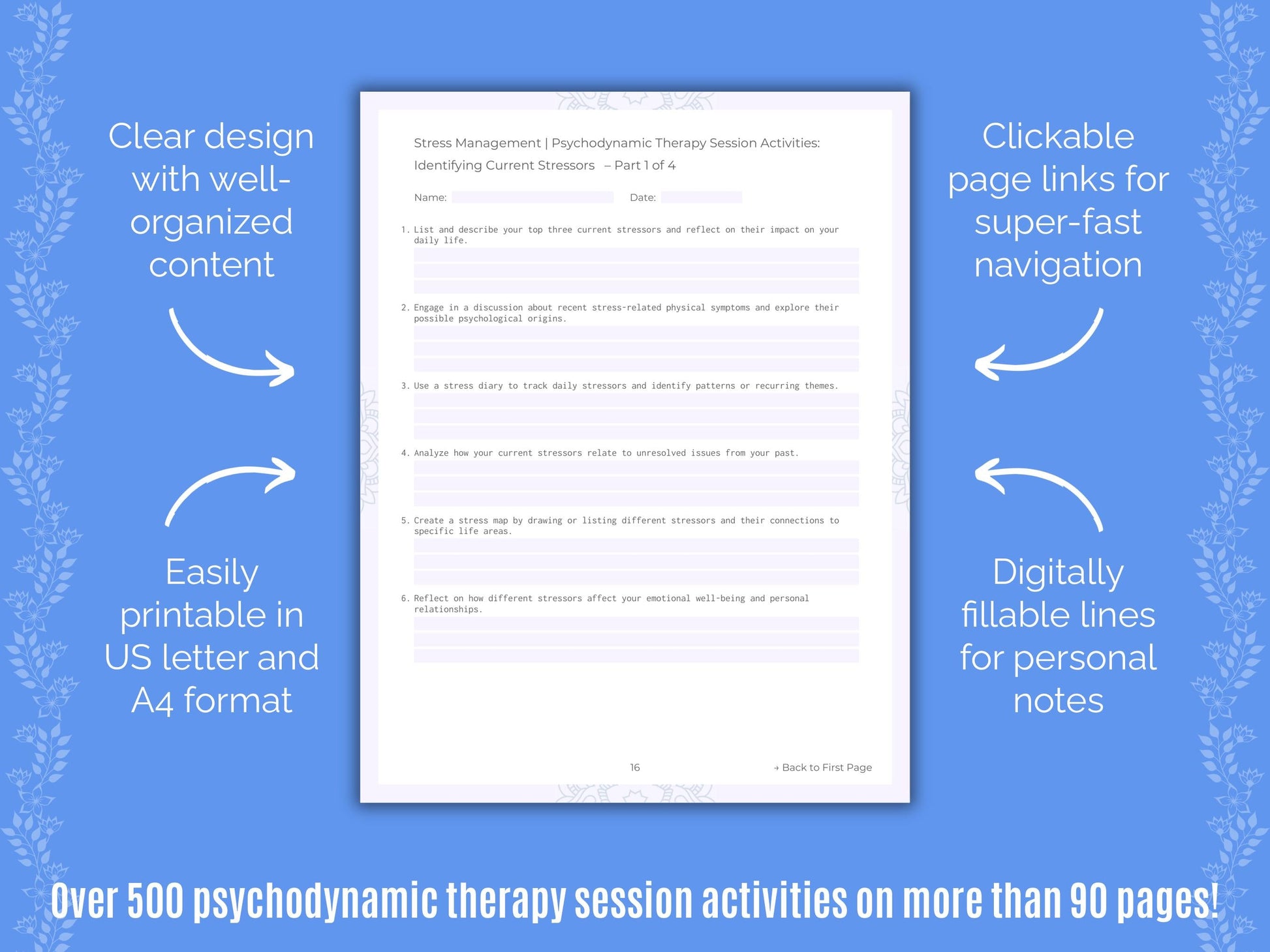 Stress Management Psychodynamic Therapy Counseling Templates