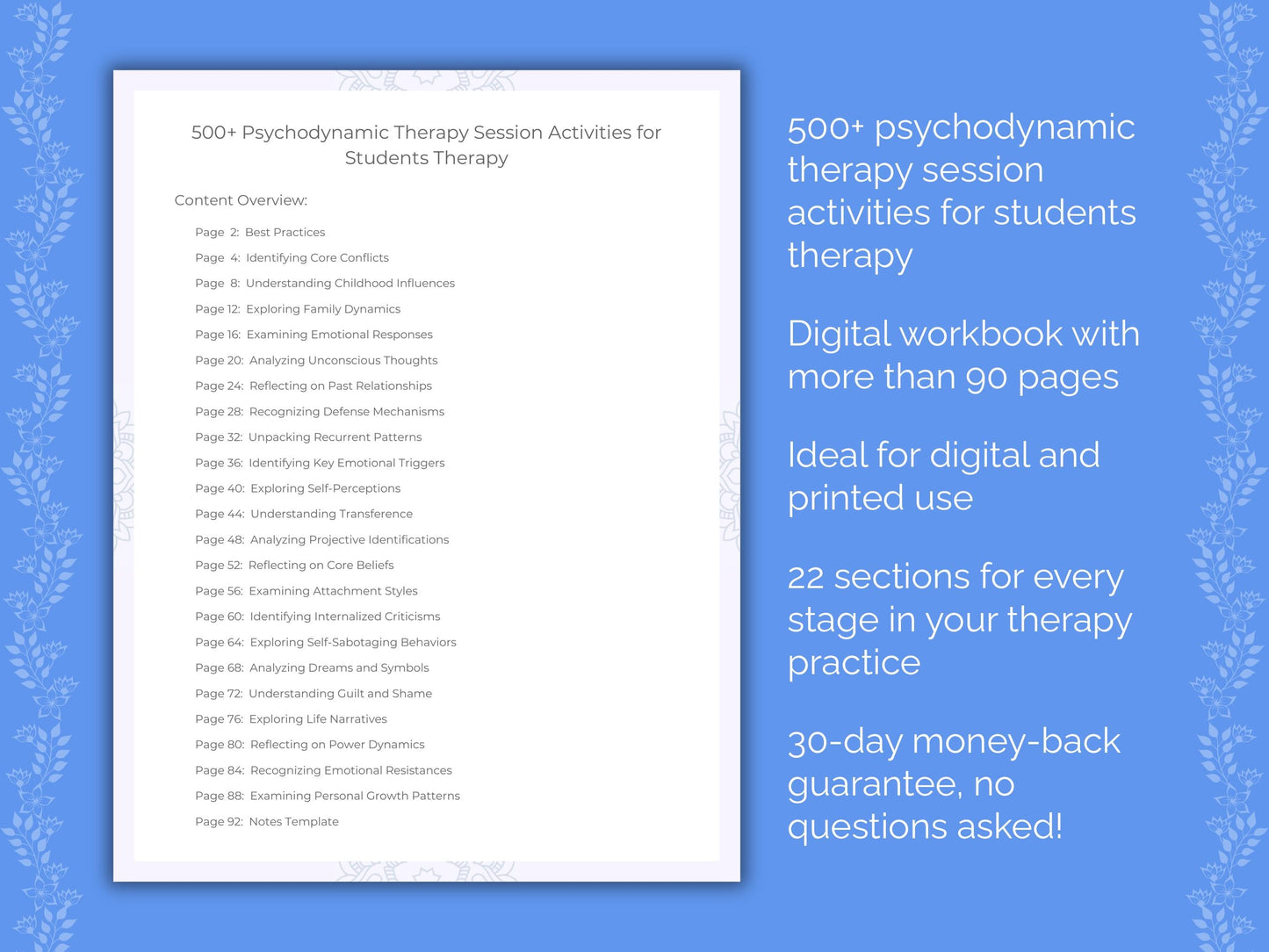 Students Psychodynamic Therapy Therapist Worksheets