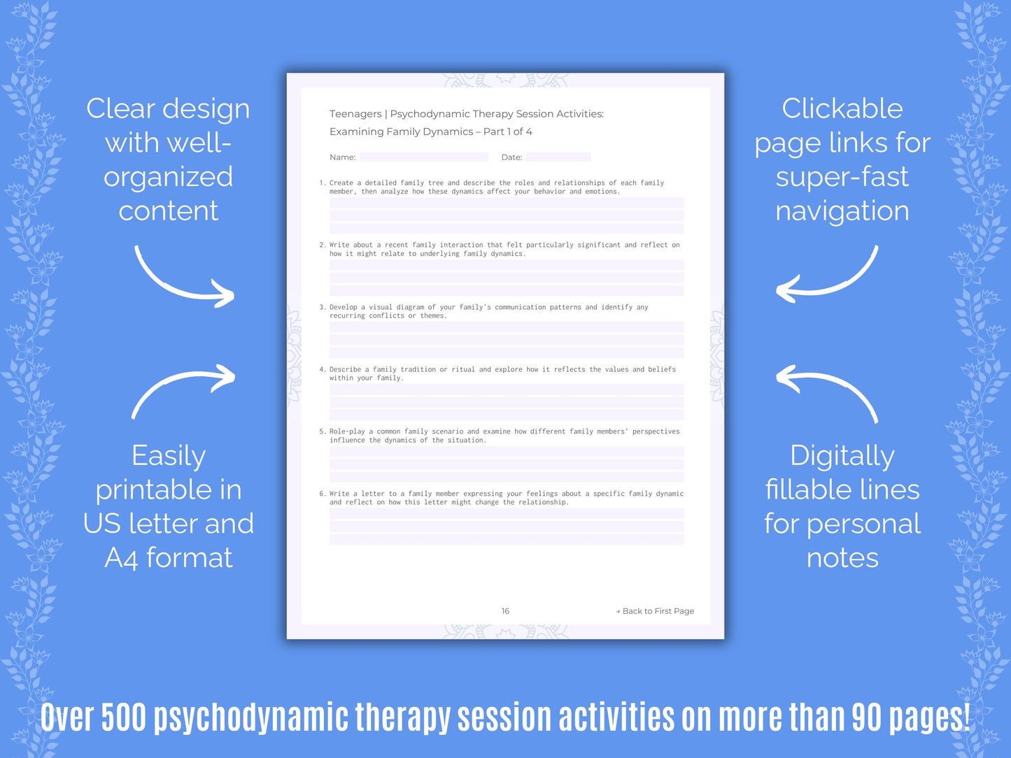 Teenagers Psychodynamic Therapy Counseling Templates