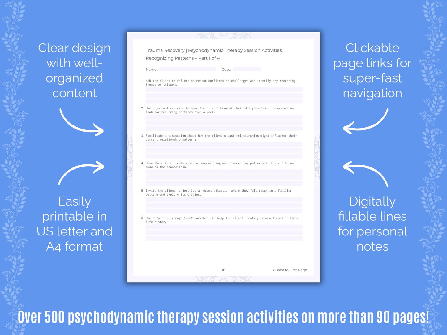 Trauma Recovery Psychodynamic Therapy Counseling Templates