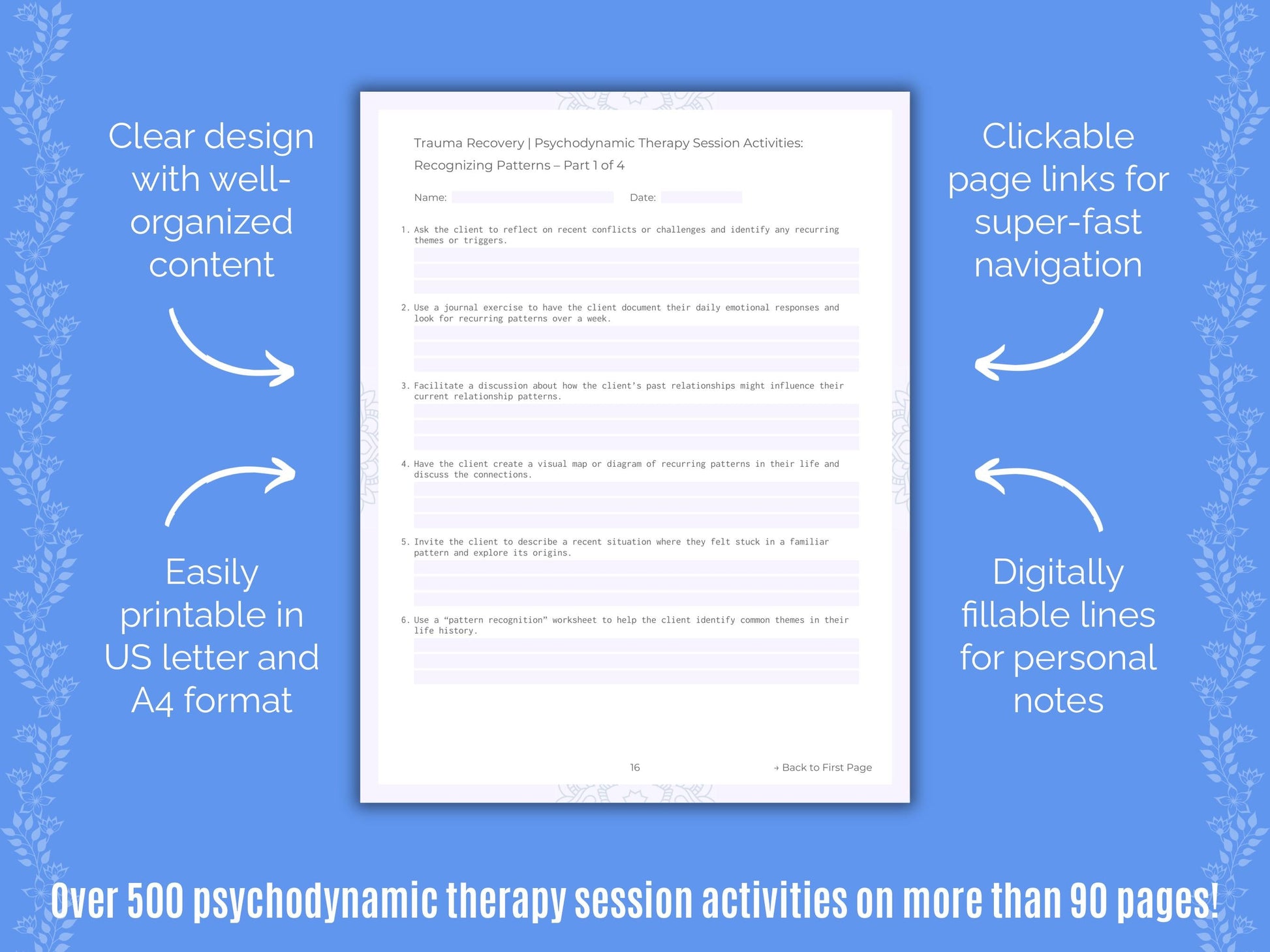 Trauma Recovery Psychodynamic Therapy Counseling Templates