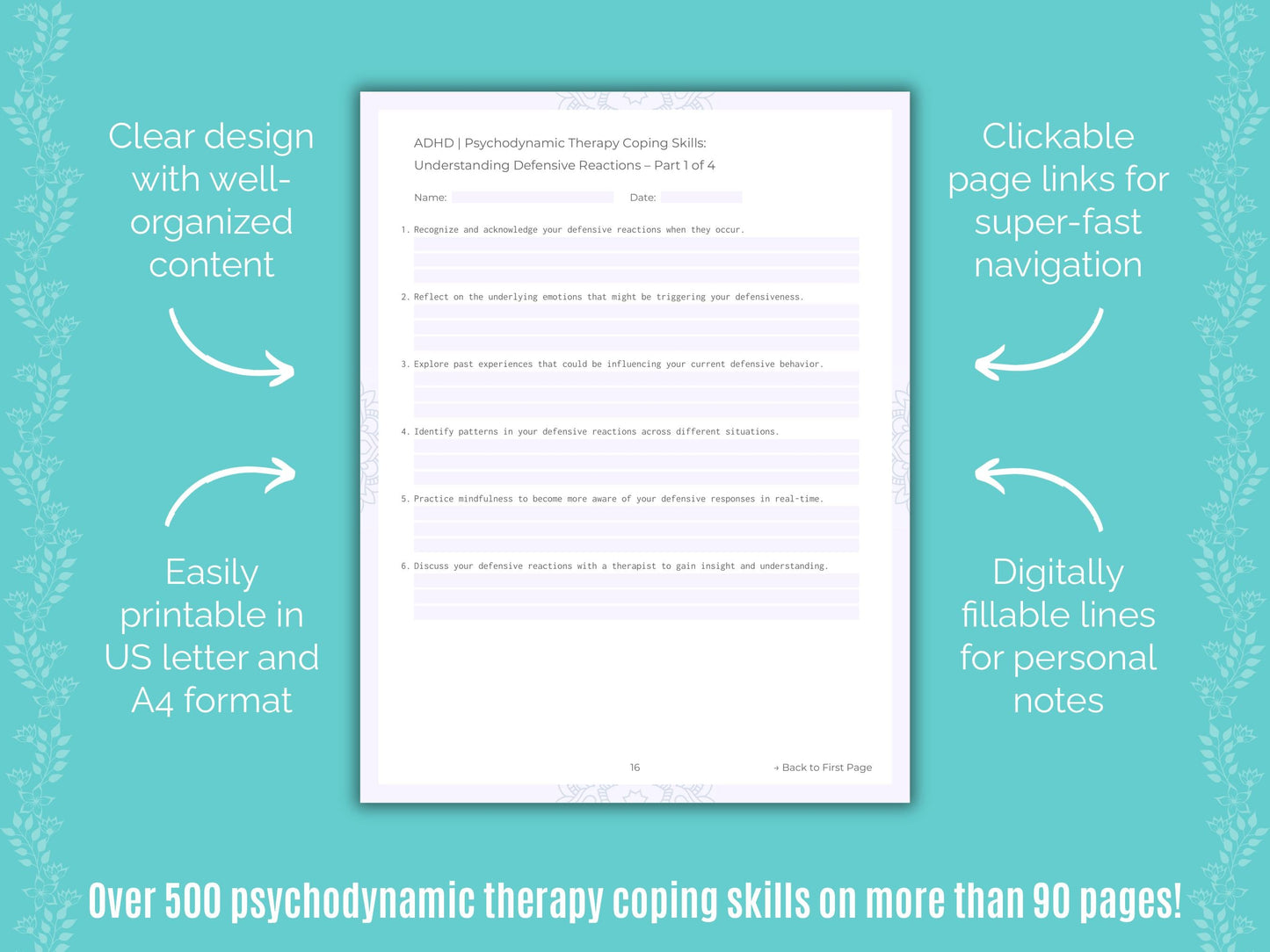 ADHD Psychodynamic Therapy Counseling Templates