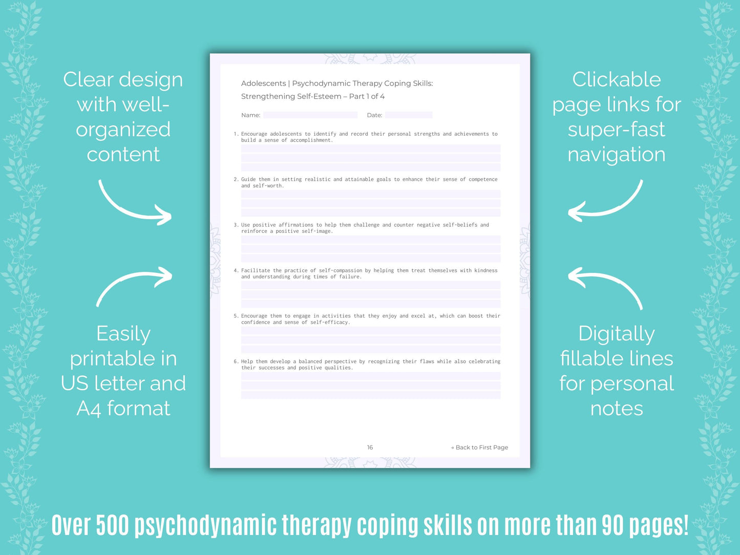 Adolescents Psychodynamic Therapy Counseling Templates