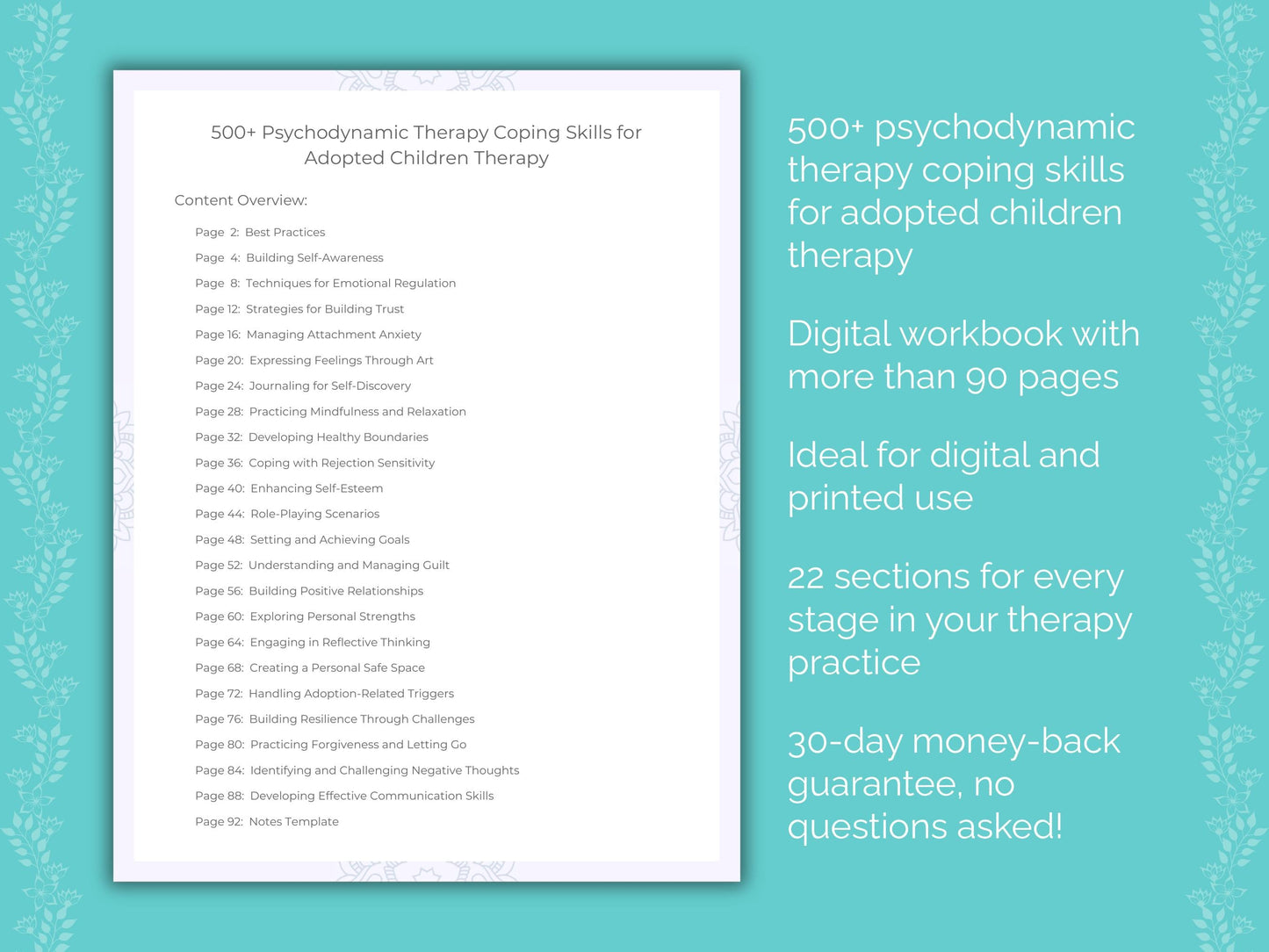 Adopted Children Psychodynamic Therapy Therapist Worksheets