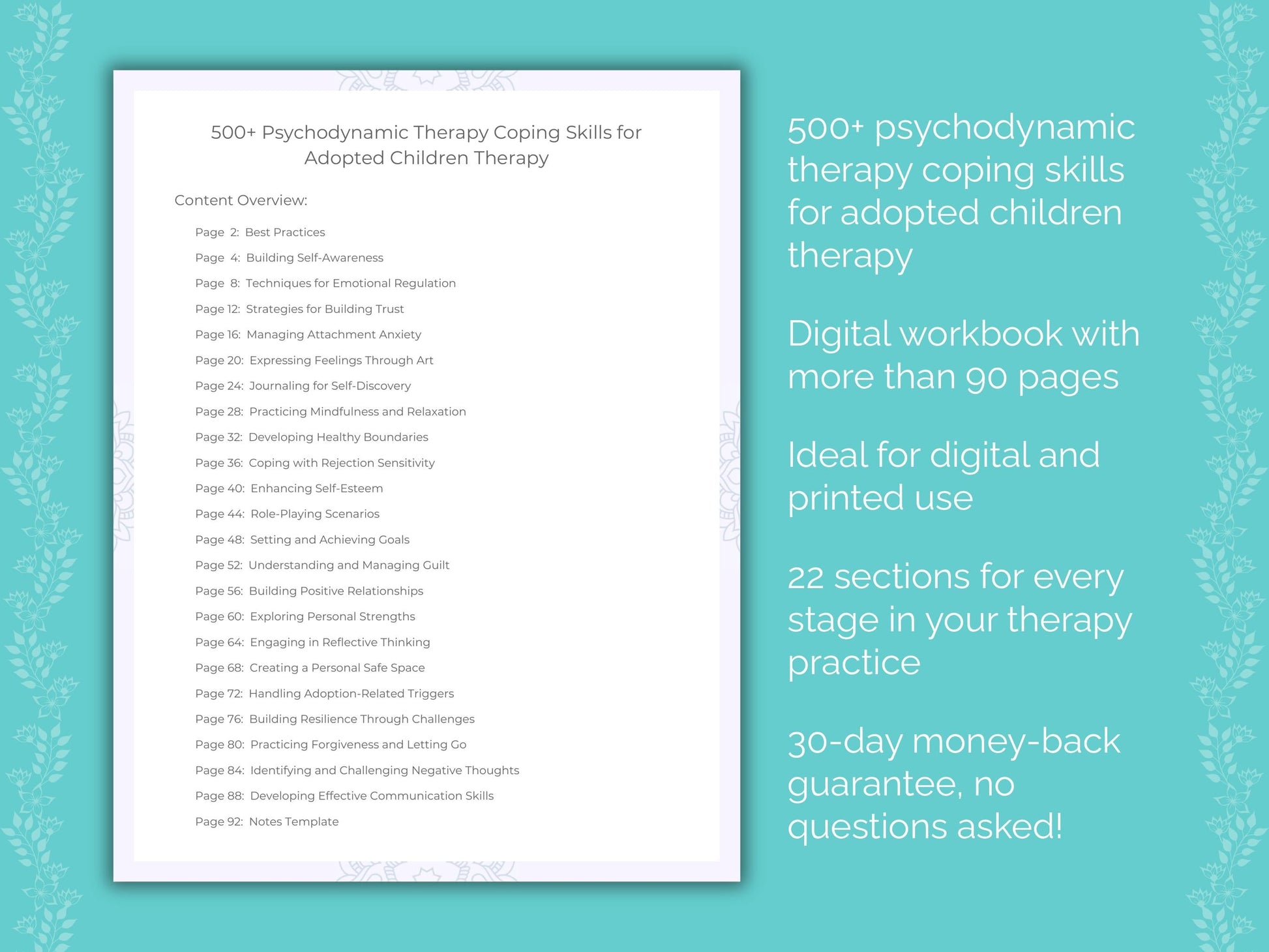 Adopted Children Psychodynamic Therapy Therapist Worksheets