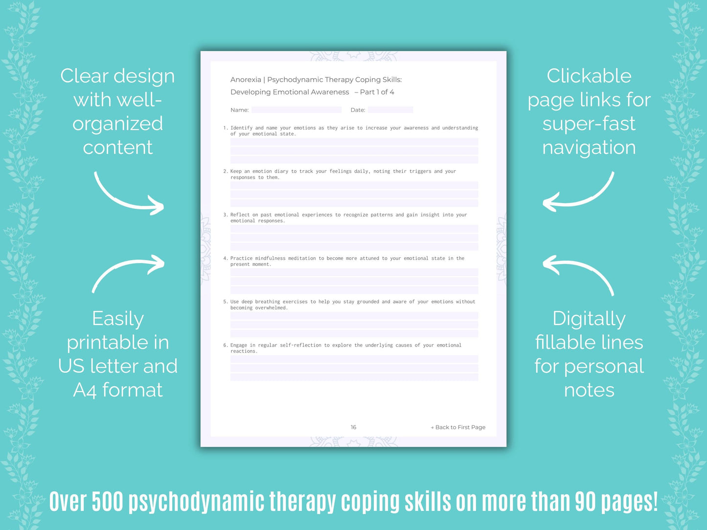 Anorexia Psychodynamic Therapy Counseling Templates