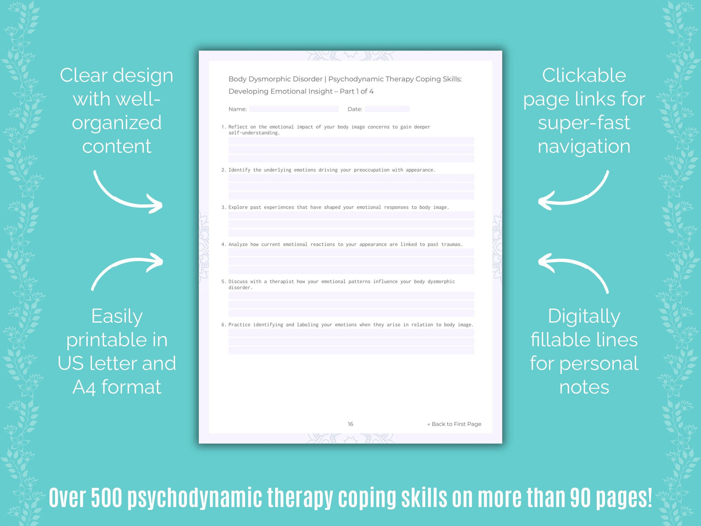 Body Dysmorphic Disorder (BDD) Psychodynamic Therapy Counseling Templates