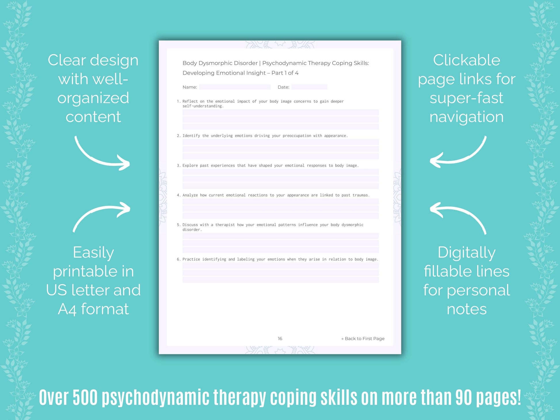 Body Dysmorphic Disorder (BDD) Psychodynamic Therapy Counseling Templates