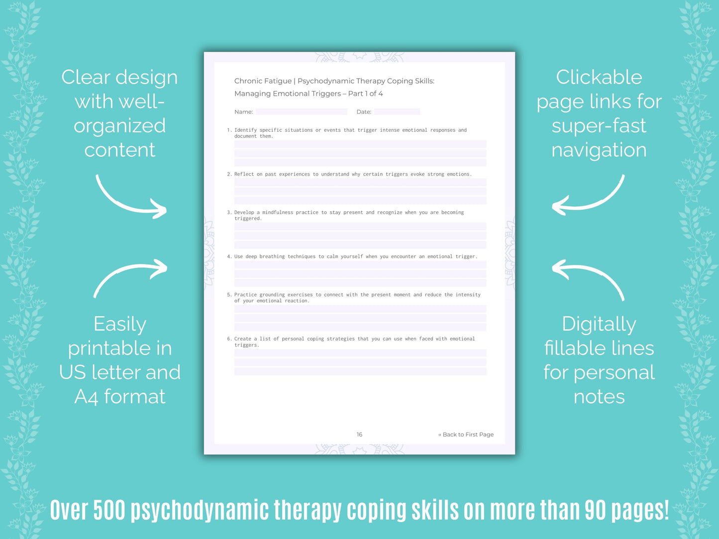 Chronic Fatigue Psychodynamic Therapy Counseling Templates