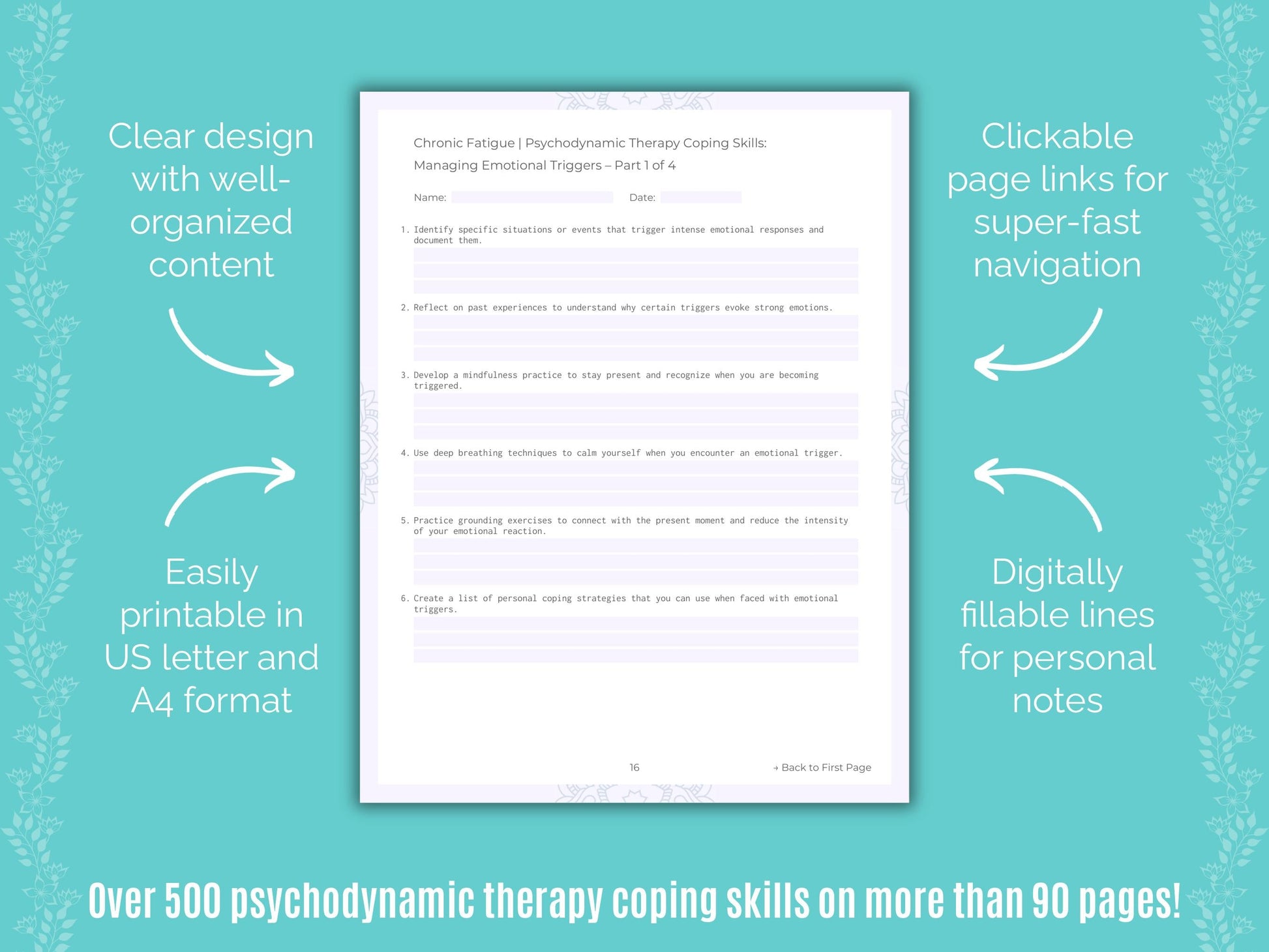 Chronic Fatigue Psychodynamic Therapy Counseling Templates