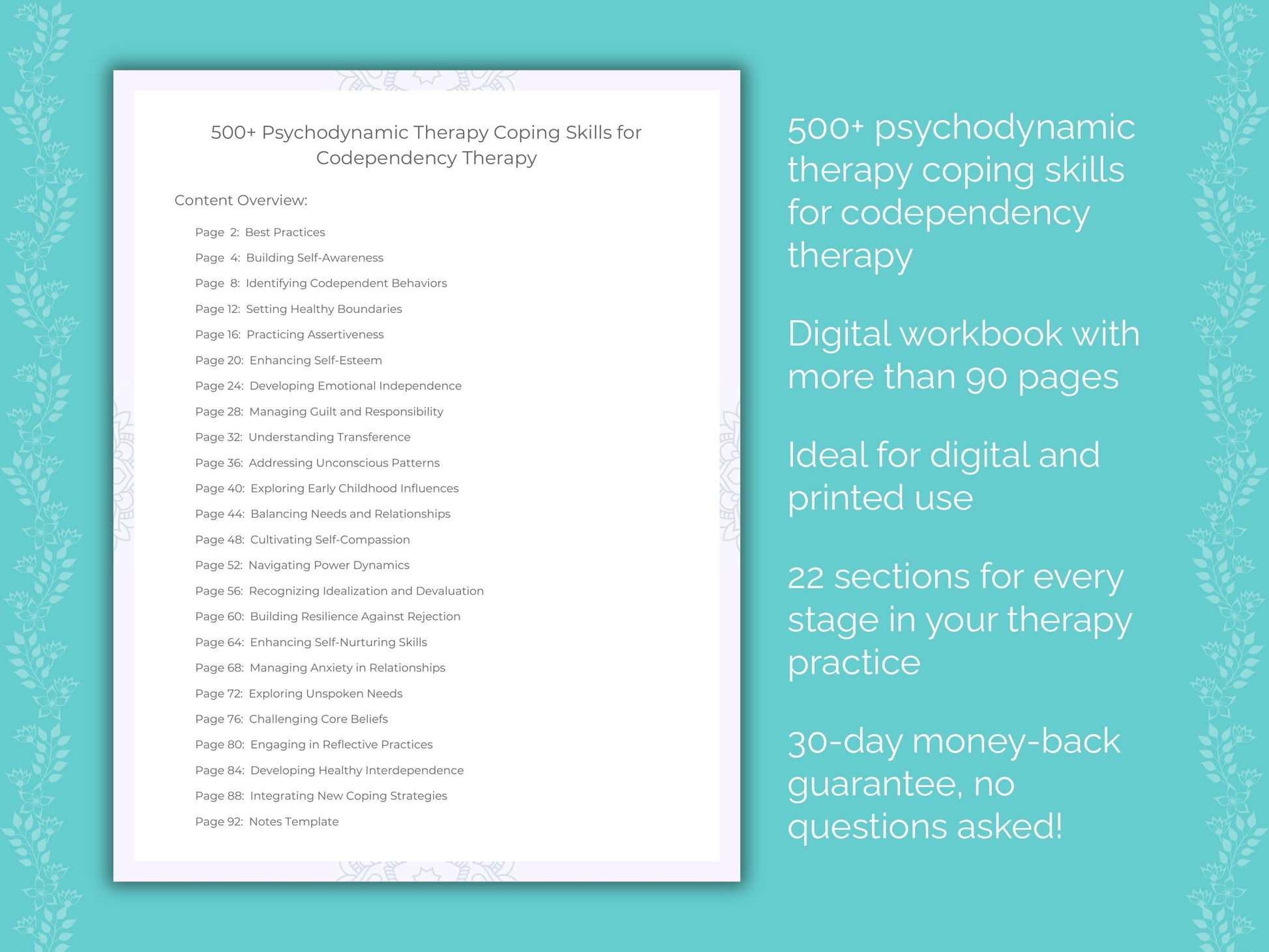 Codependency Psychodynamic Therapy Therapist Worksheets