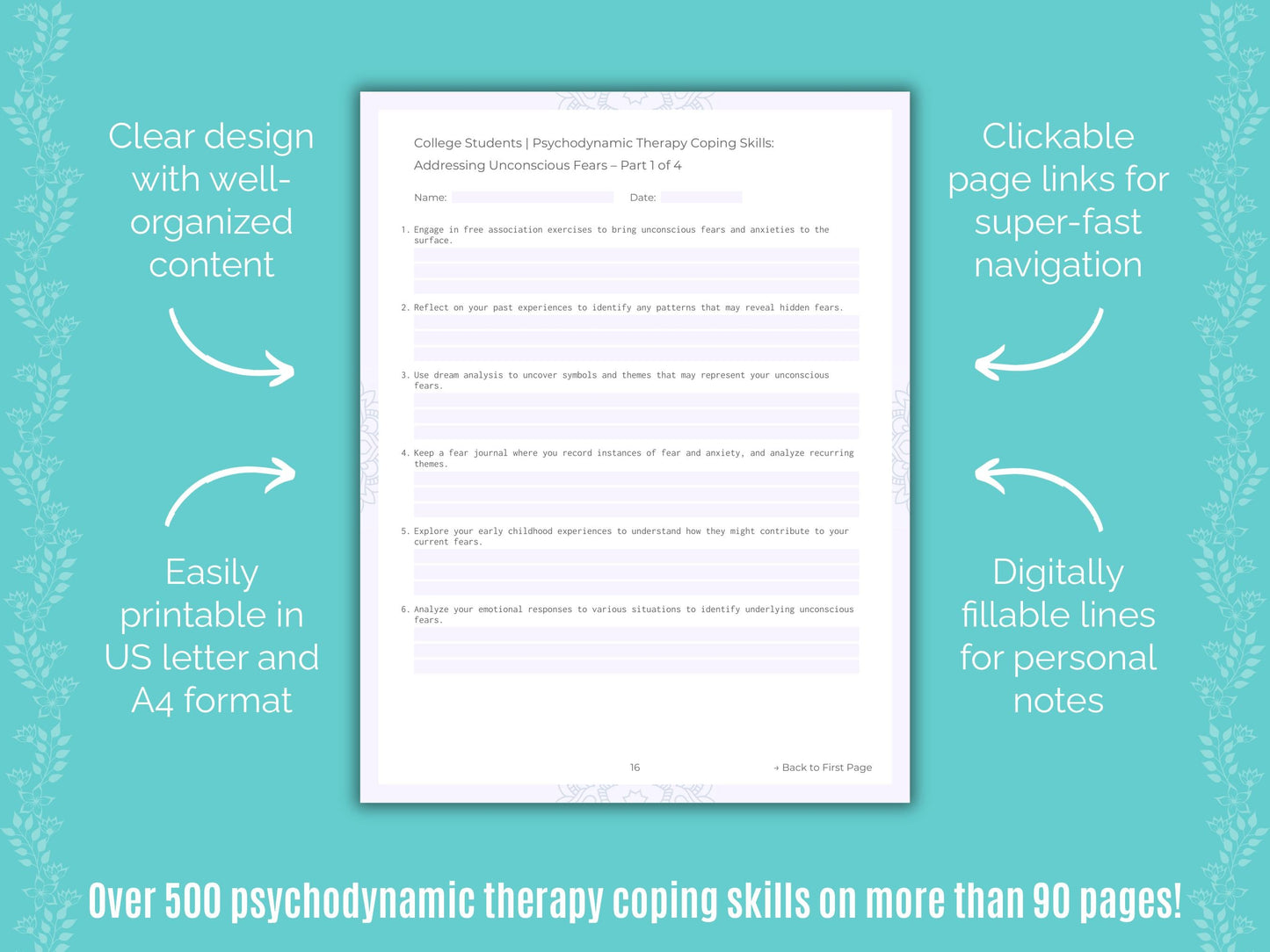 College Students Psychodynamic Therapy Counseling Templates