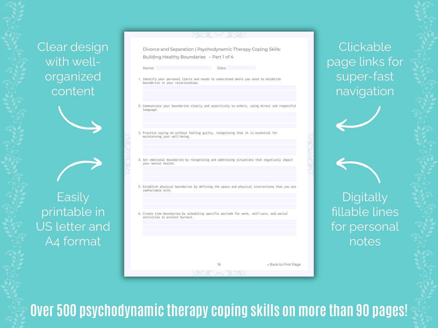 Divorce and Separation Psychodynamic Therapy Counseling Templates