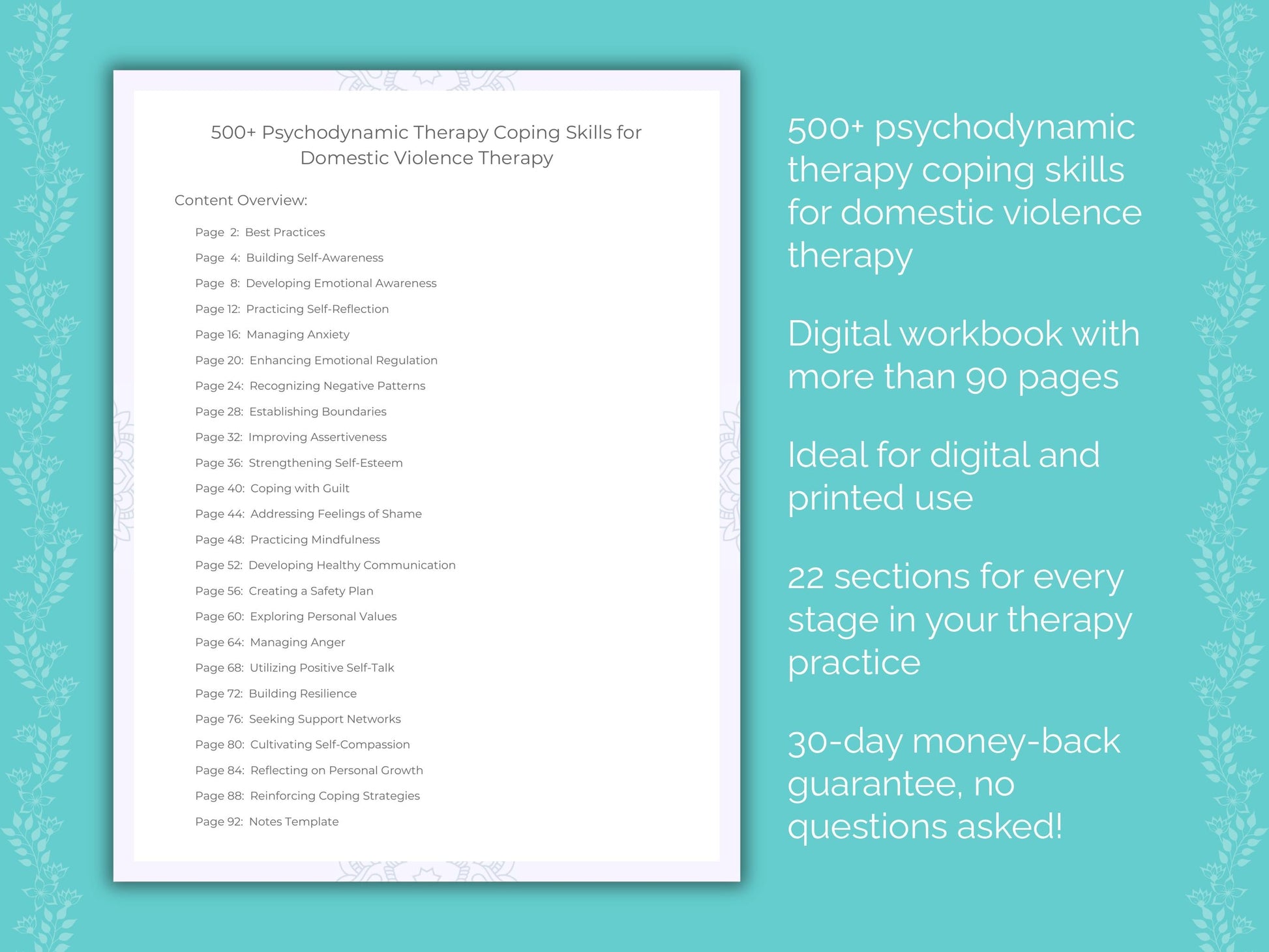 Domestic Violence Psychodynamic Therapy Therapist Worksheets