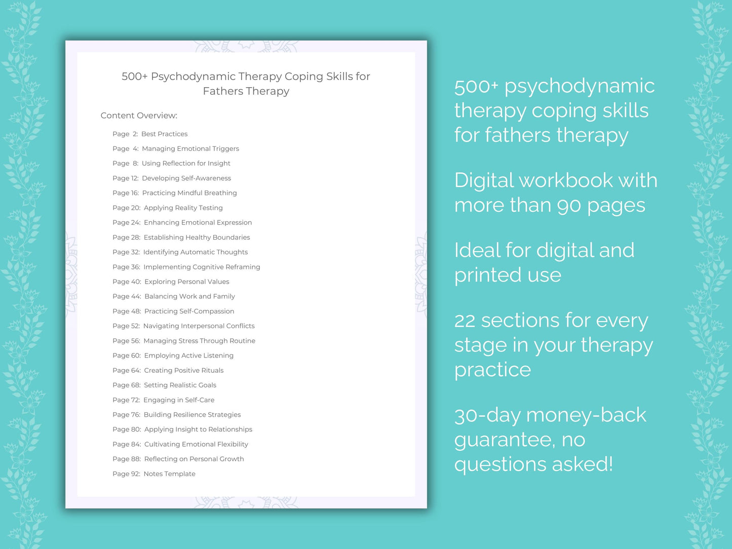Fathers Psychodynamic Therapy Therapist Worksheets