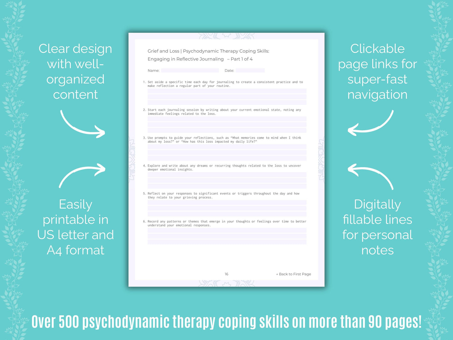 Grief and Loss Psychodynamic Therapy Counseling Templates