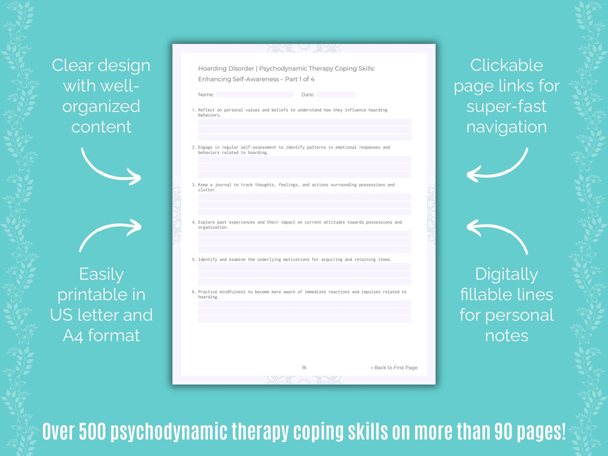 Hoarding Disorder Psychodynamic Therapy Counseling Templates