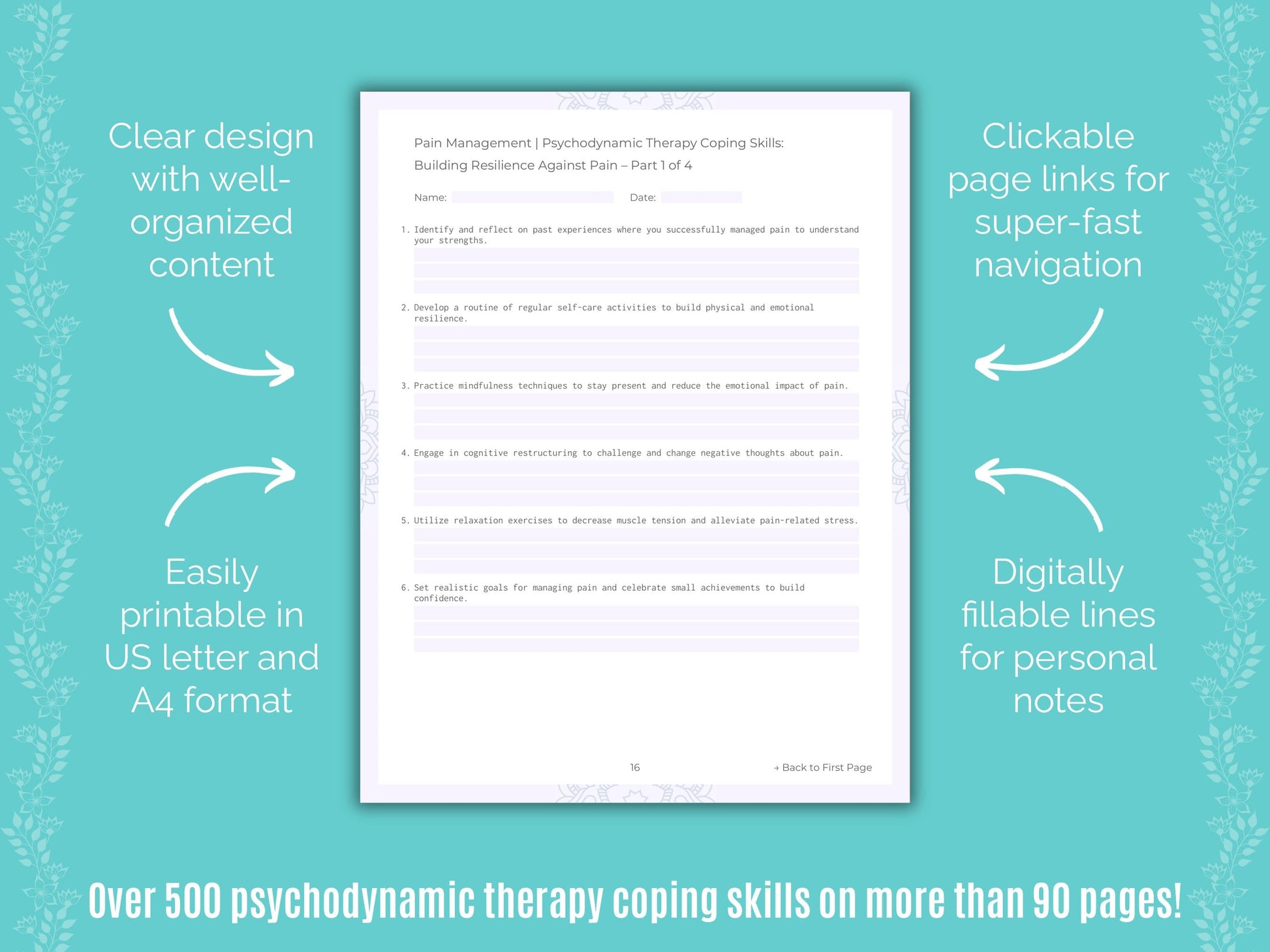 Pain Management Psychodynamic Therapy Counseling Templates